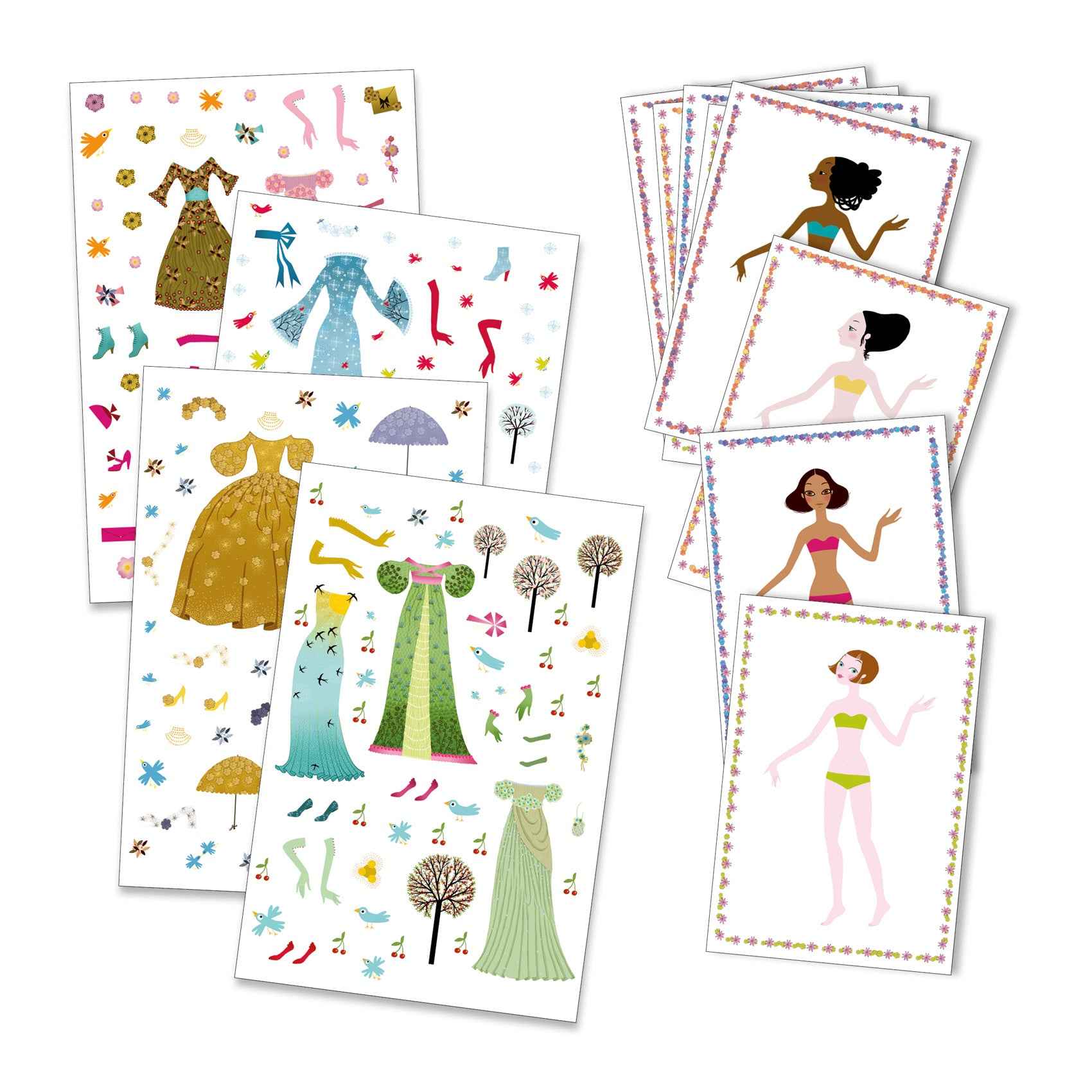Djeco - stickers en aankleedpoppen - jurken 4-8 jr