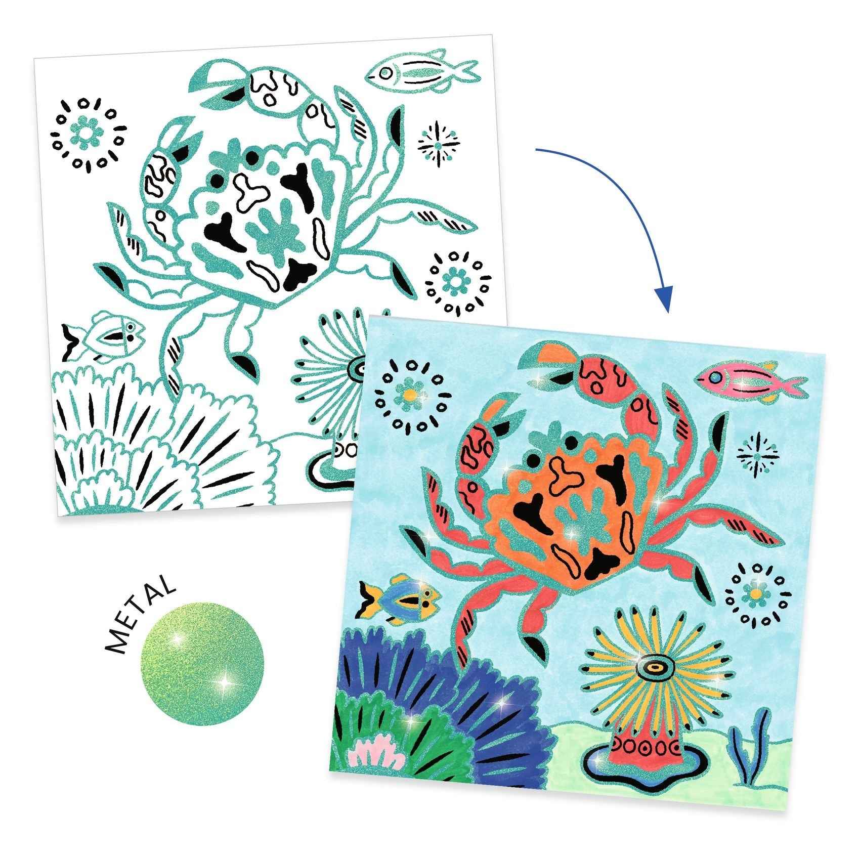 Djeco | Glittering Coloring Plates Under the Sea