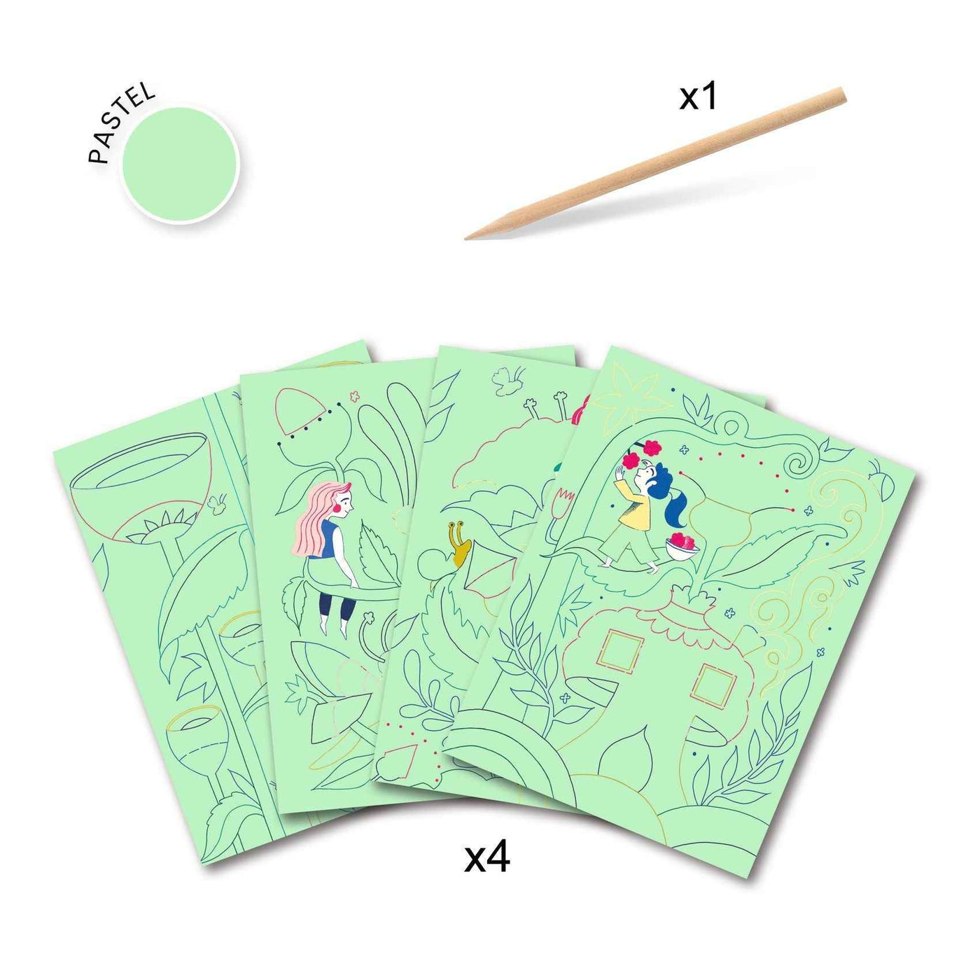 Djeco Scratch Cards Fantasy Garden +6 Years