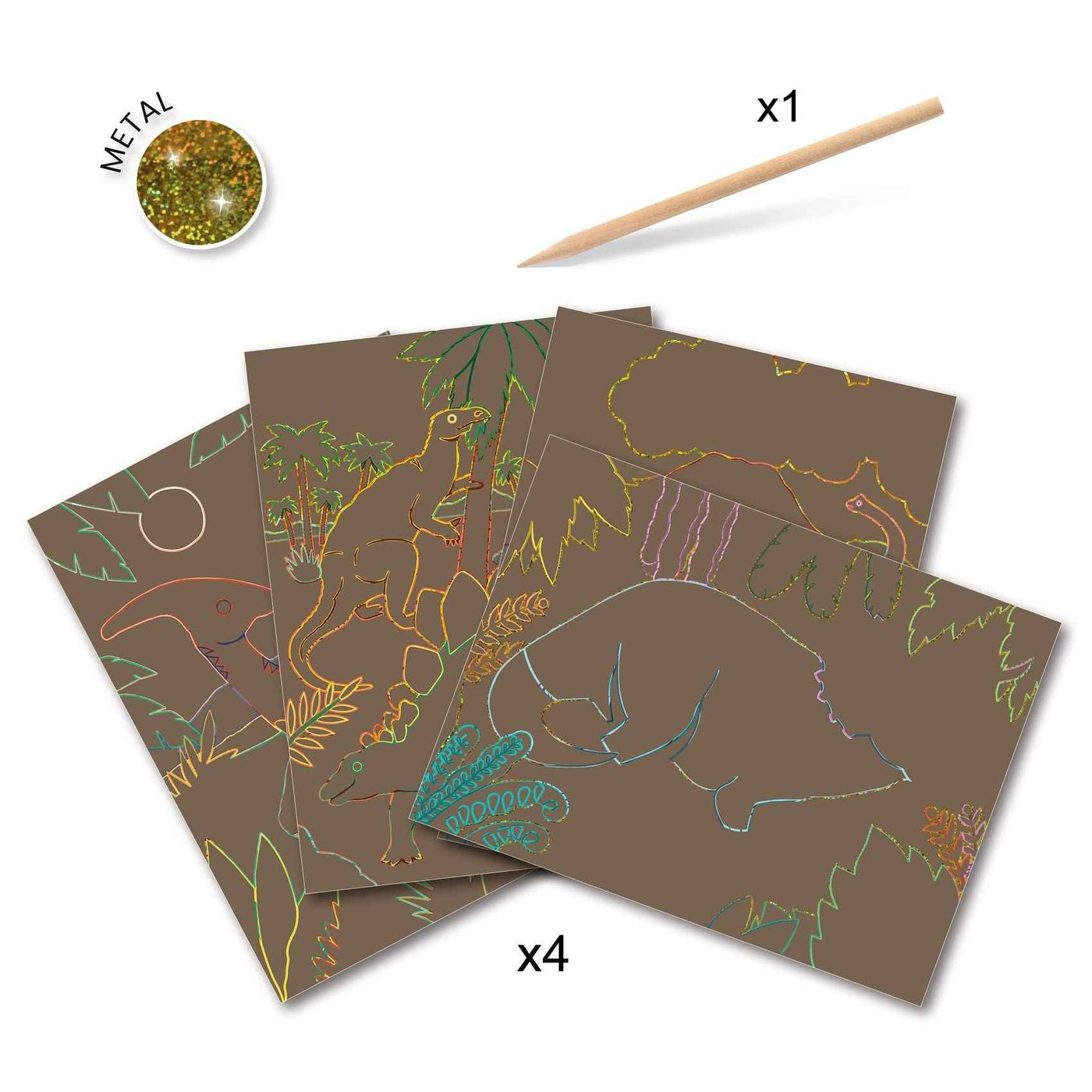 Djeco | 4 Scratch Cards - Dinosaurs