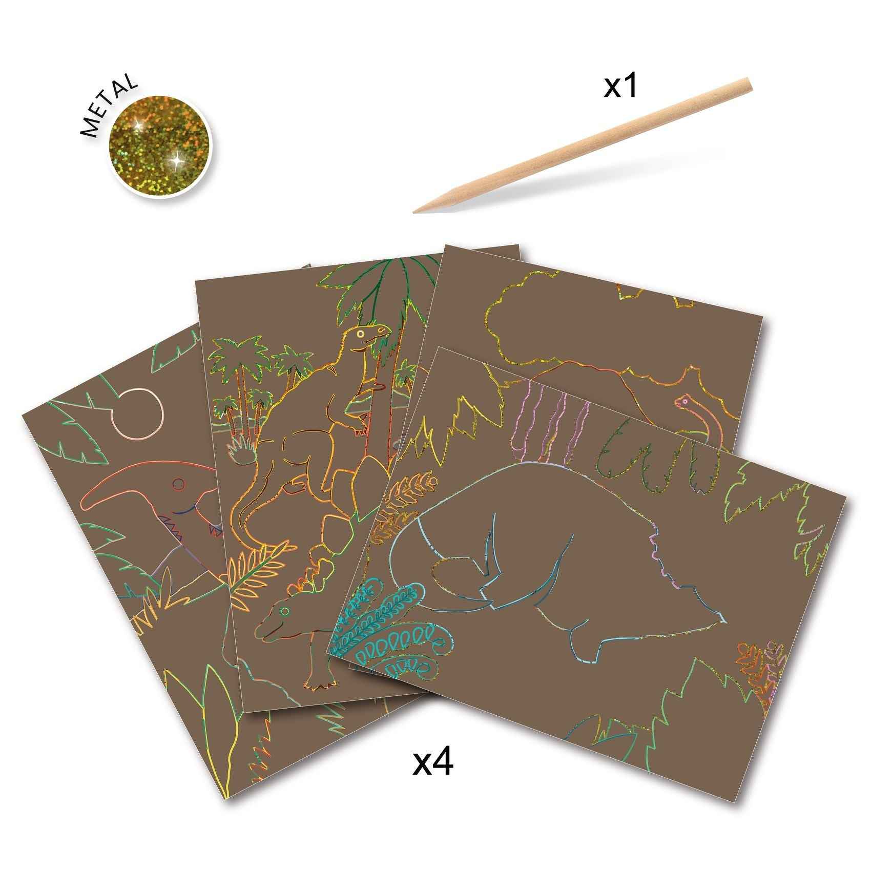 Djeco | 4 Scratch Cards - Dinosaurs