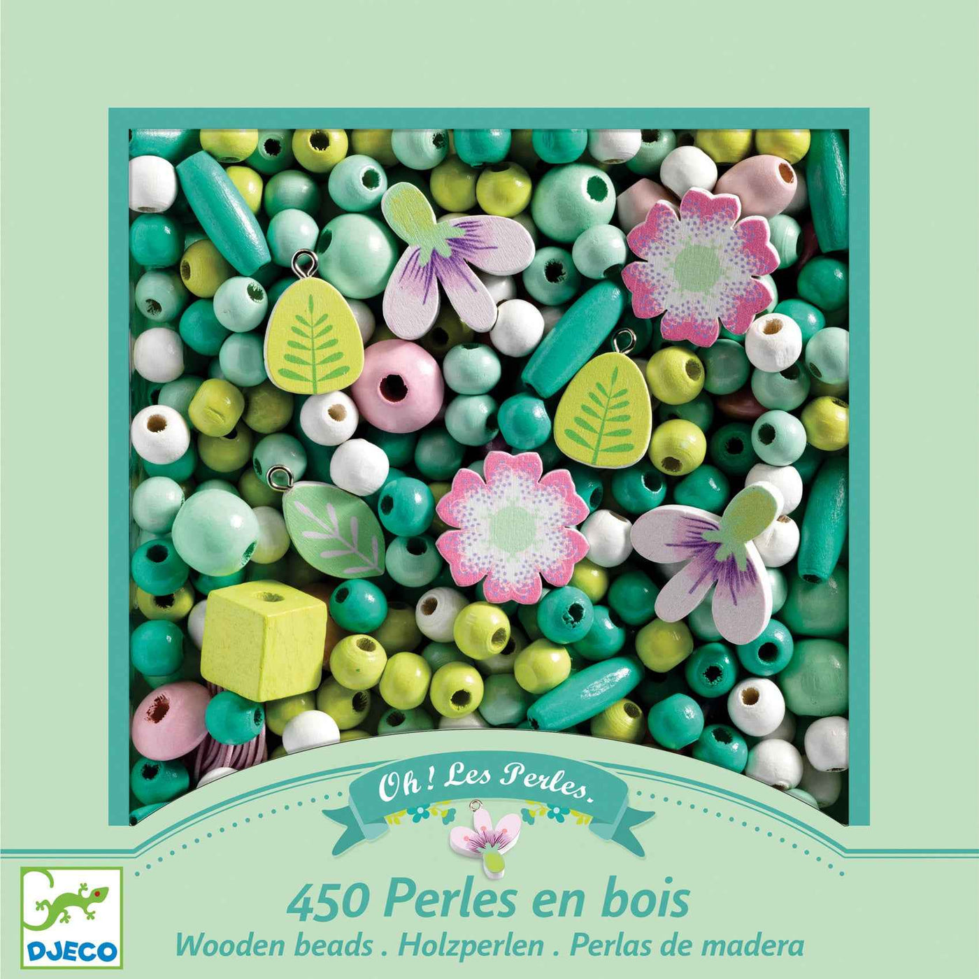Djeco Wooden Beads Leaves and Flowers