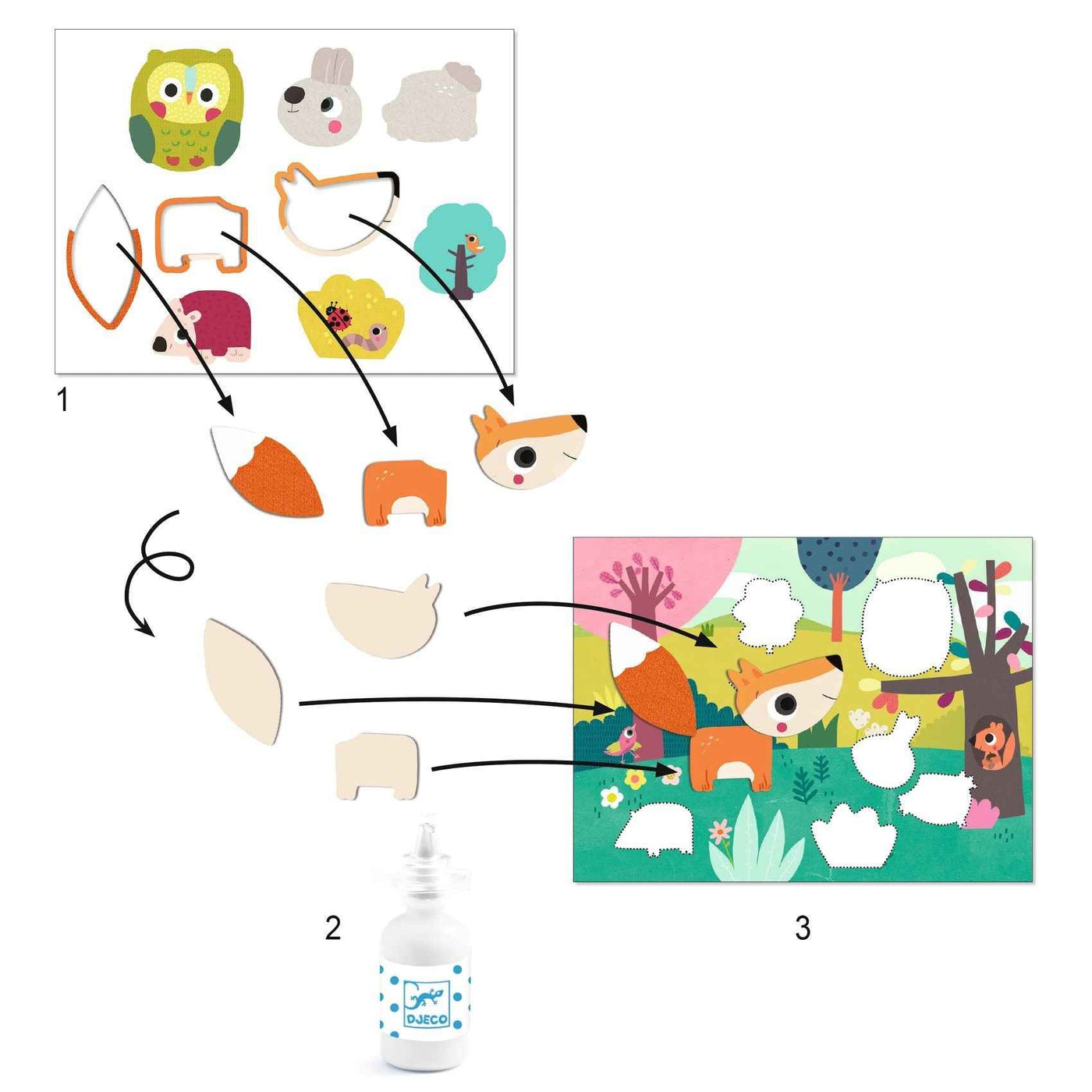 Djeco animal collage craft kit +18M