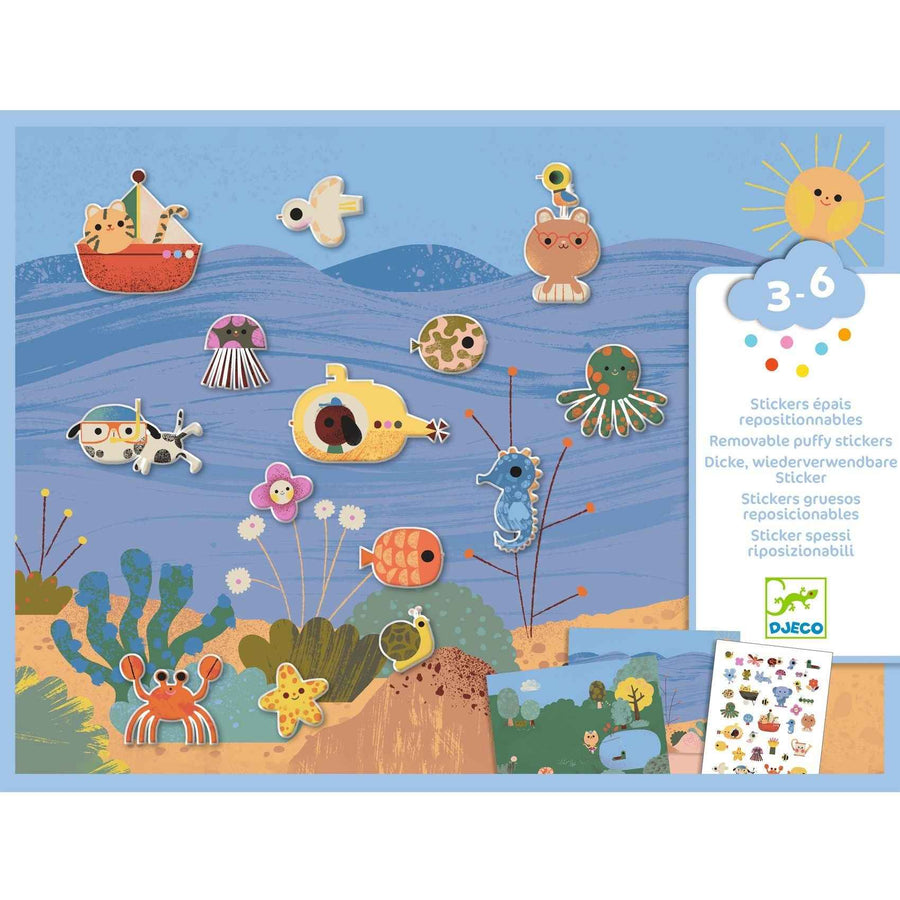 Djeco | Verwijderbare Puffy Stickers Zomertijd