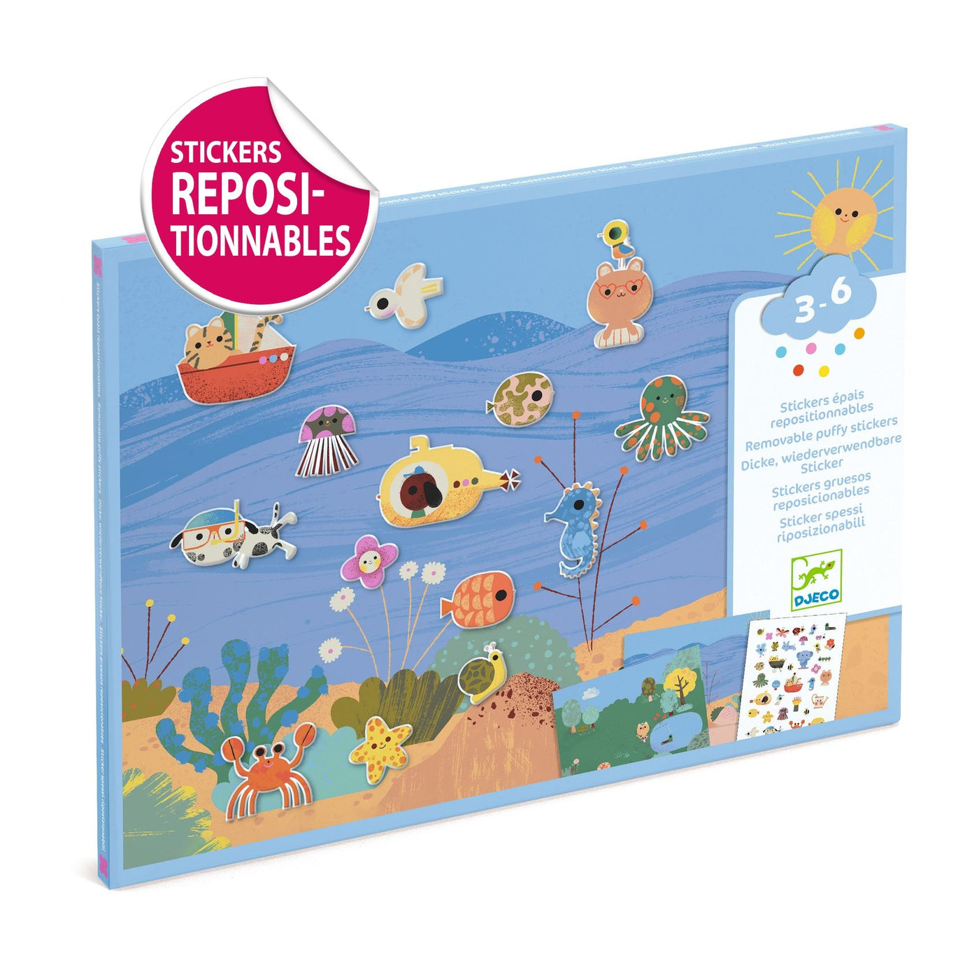 Djeco | Verwijderbare Puffy Stickers Zomertijd