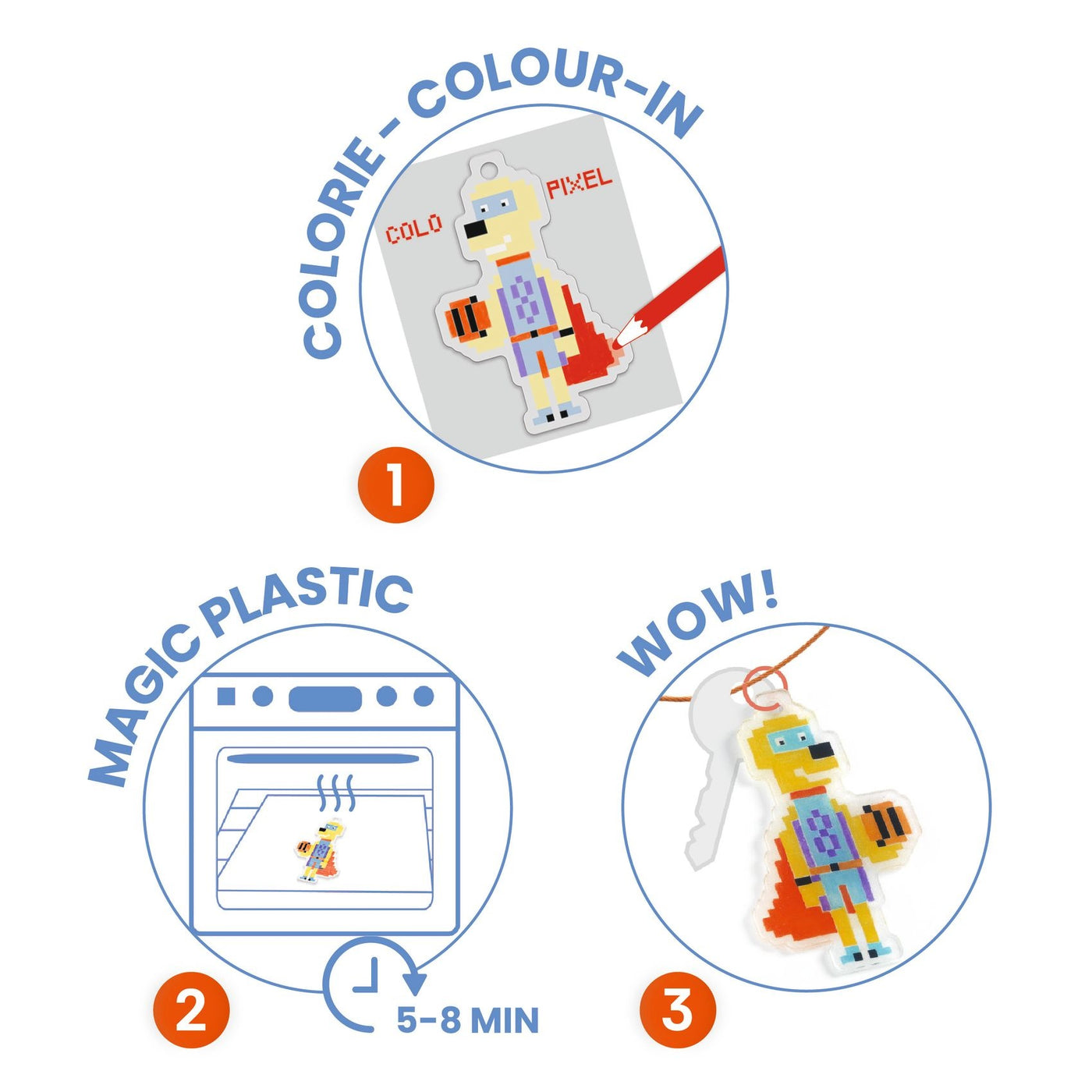 Djeco | Do It Yourself 5 krimpfolie Sleutelhangers Om Te Maken Pixelkunsthelden