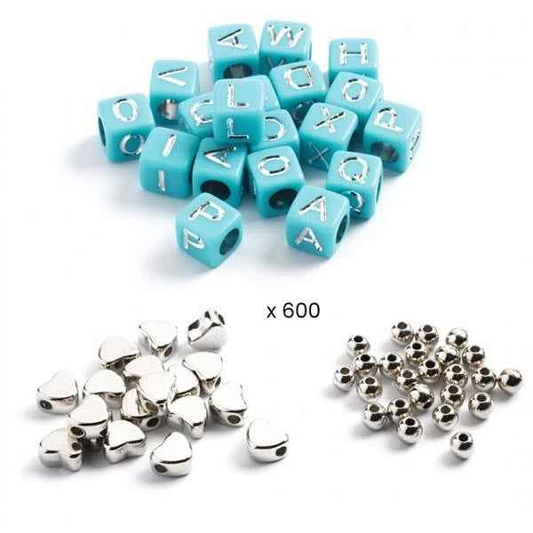 Djeco alphabet letter beads silver