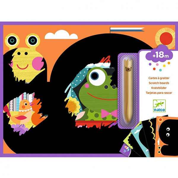 Djeco scratch cards with cheerful animals +18M