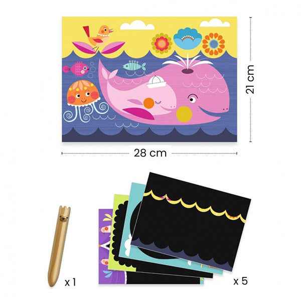 Djeco Happy Animals Coloring Cards +18M