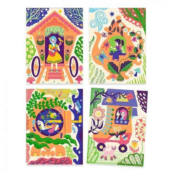 Djeco kraskaarten Wacky houses 5-8jr