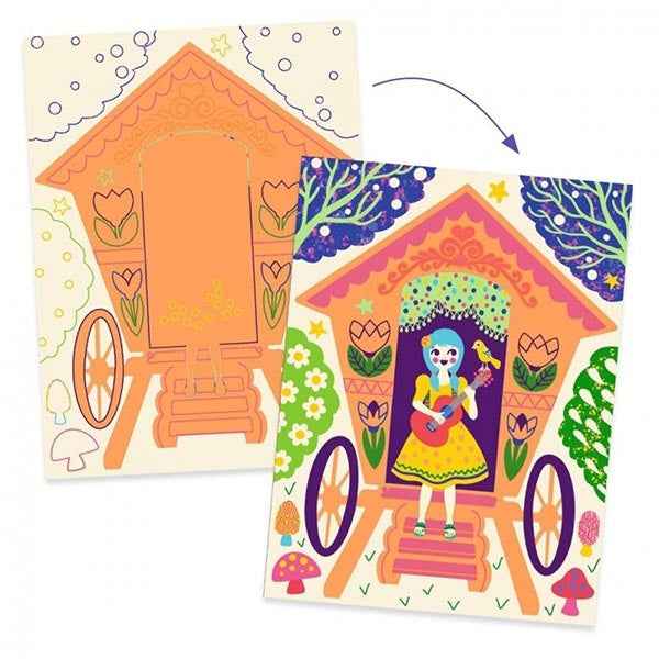 Djeco kraskaarten Wacky houses 5-8jr