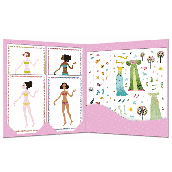 Djeco - stickers en aankleedpoppen - jurken 4-8 jr