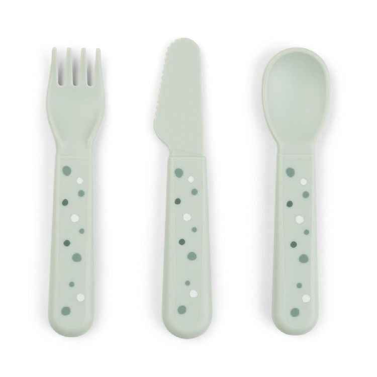 Done by Deer Foodie cutlery set (lepel/vork/mes) - Happy dots Green