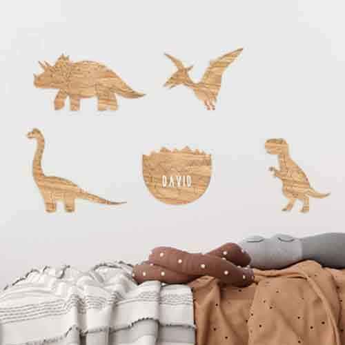 Vintiun | Wand Decoratie Dino incl. Zelfklevende letters