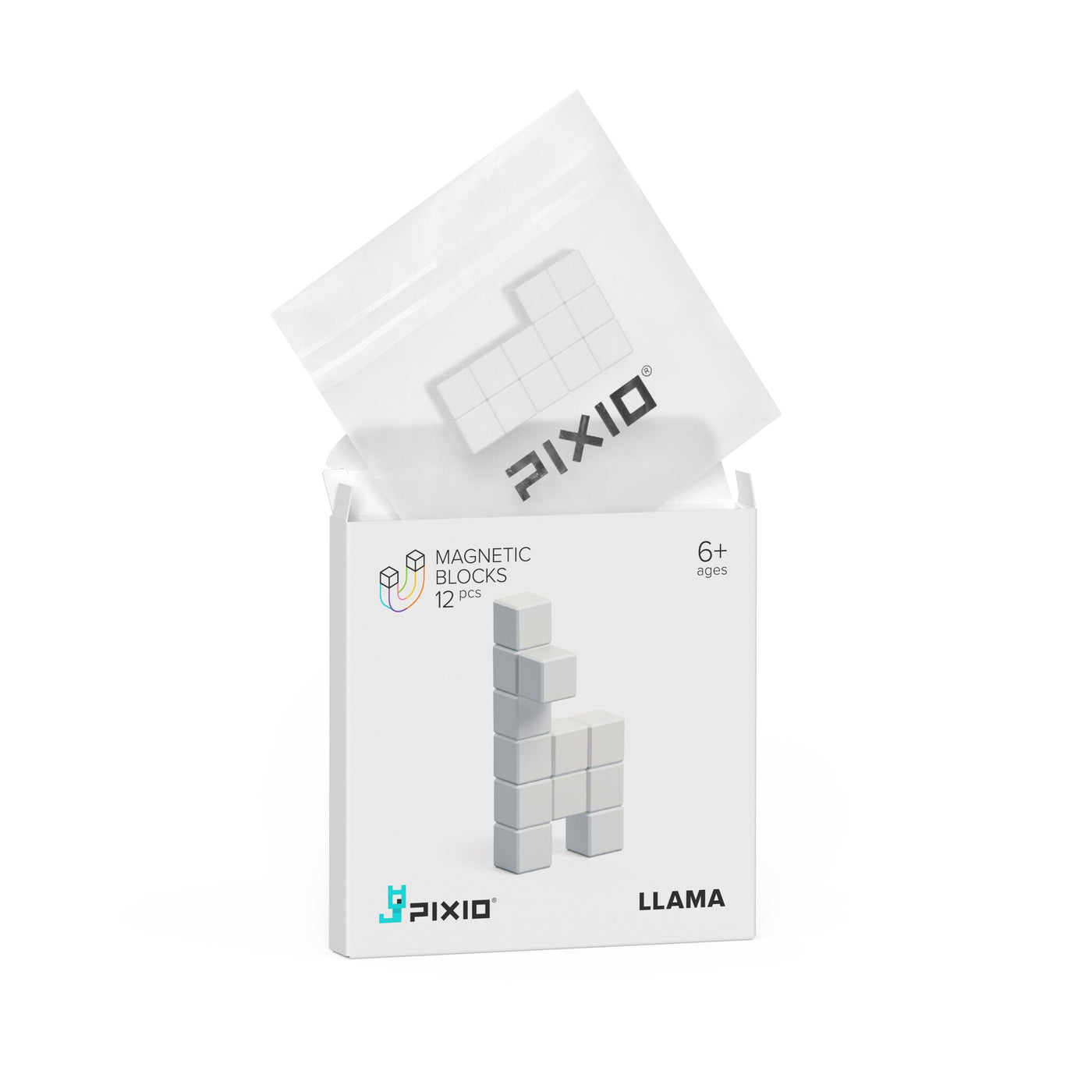 Pixio | Magnetische Blokken Color Series White Llama 12 Stuks