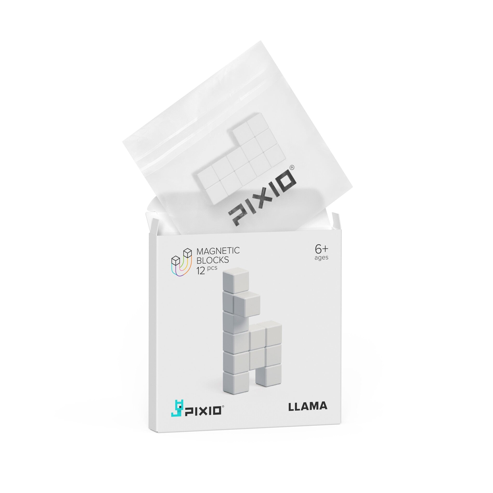Pixio | Magnetische Blokken Color Series White Llama 12 Stuks