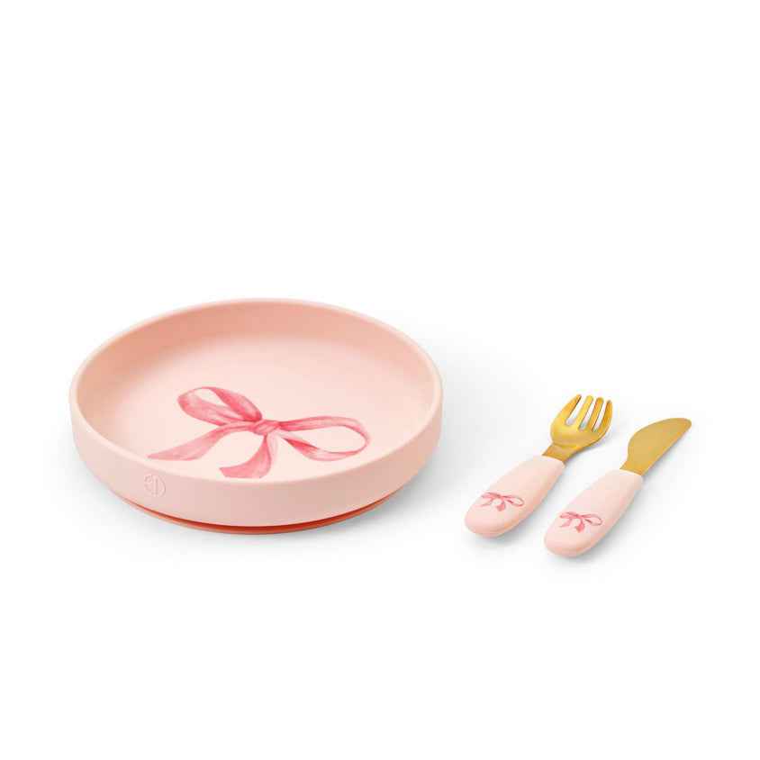 Elodie | Silicone Plate Set Rosy Bow