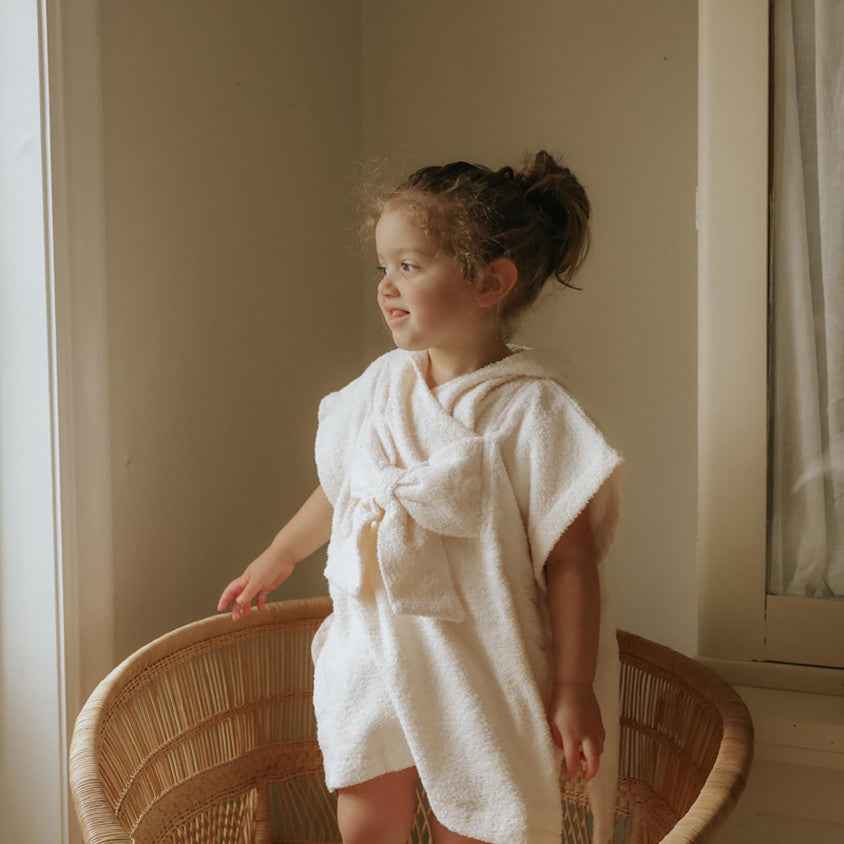 Elodie | Kids' Bath Poncho, Creamy White