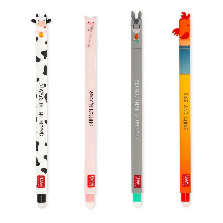Legami | Set Van 4 Uitwisbare Gelpennen - Farm Sweet Farm