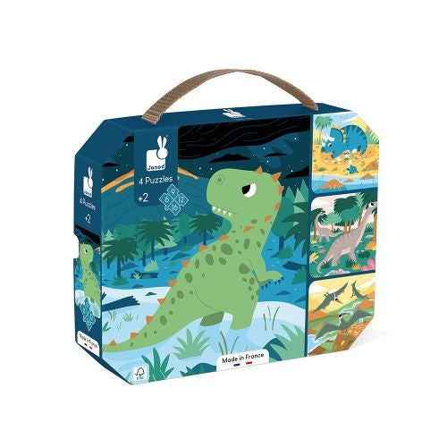 Janod - 4 Dinosaur Puzzles (6-9-12-16PCS)