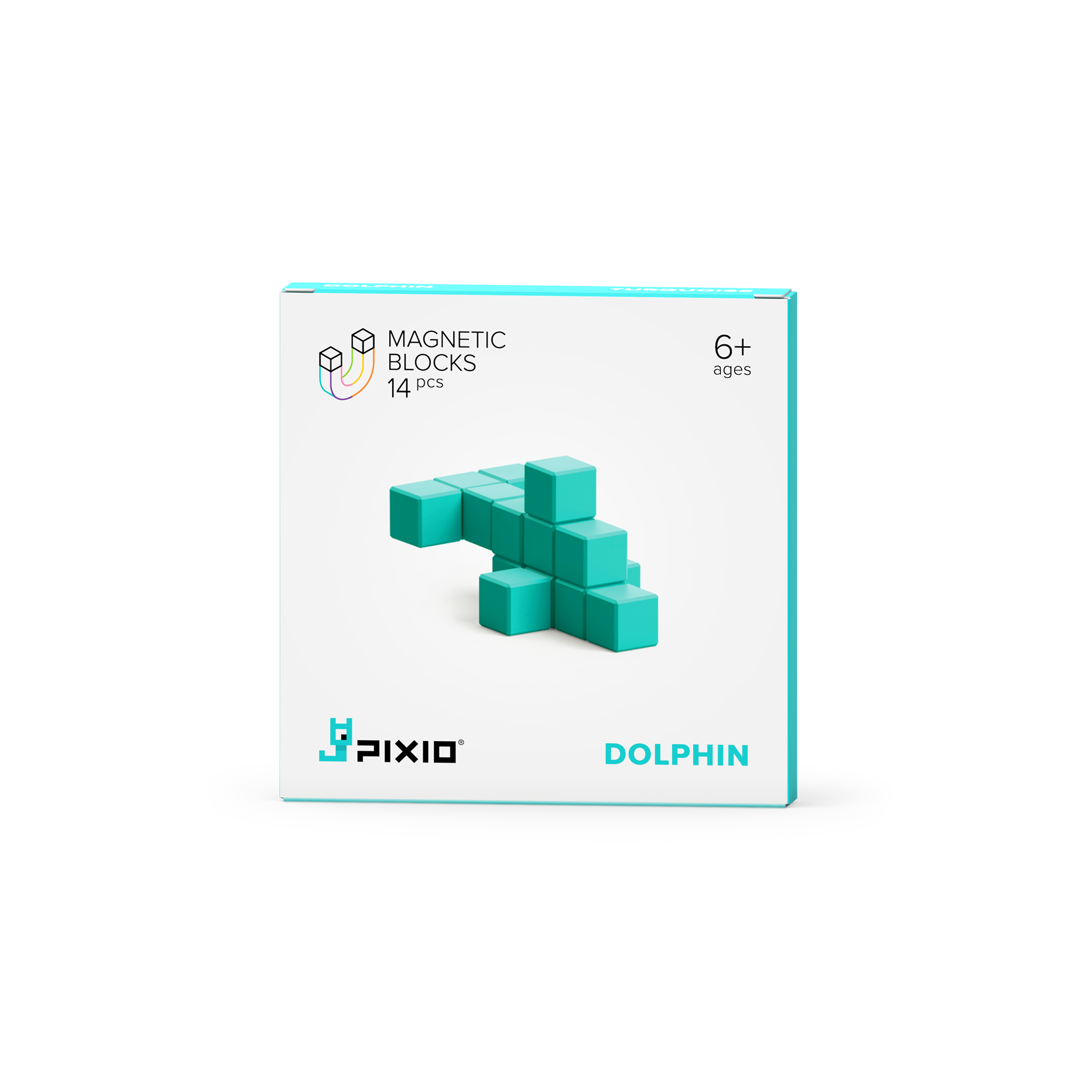 Pixio | Magnetische blokken Color Series Turquoise Dolphin 14 Stuks