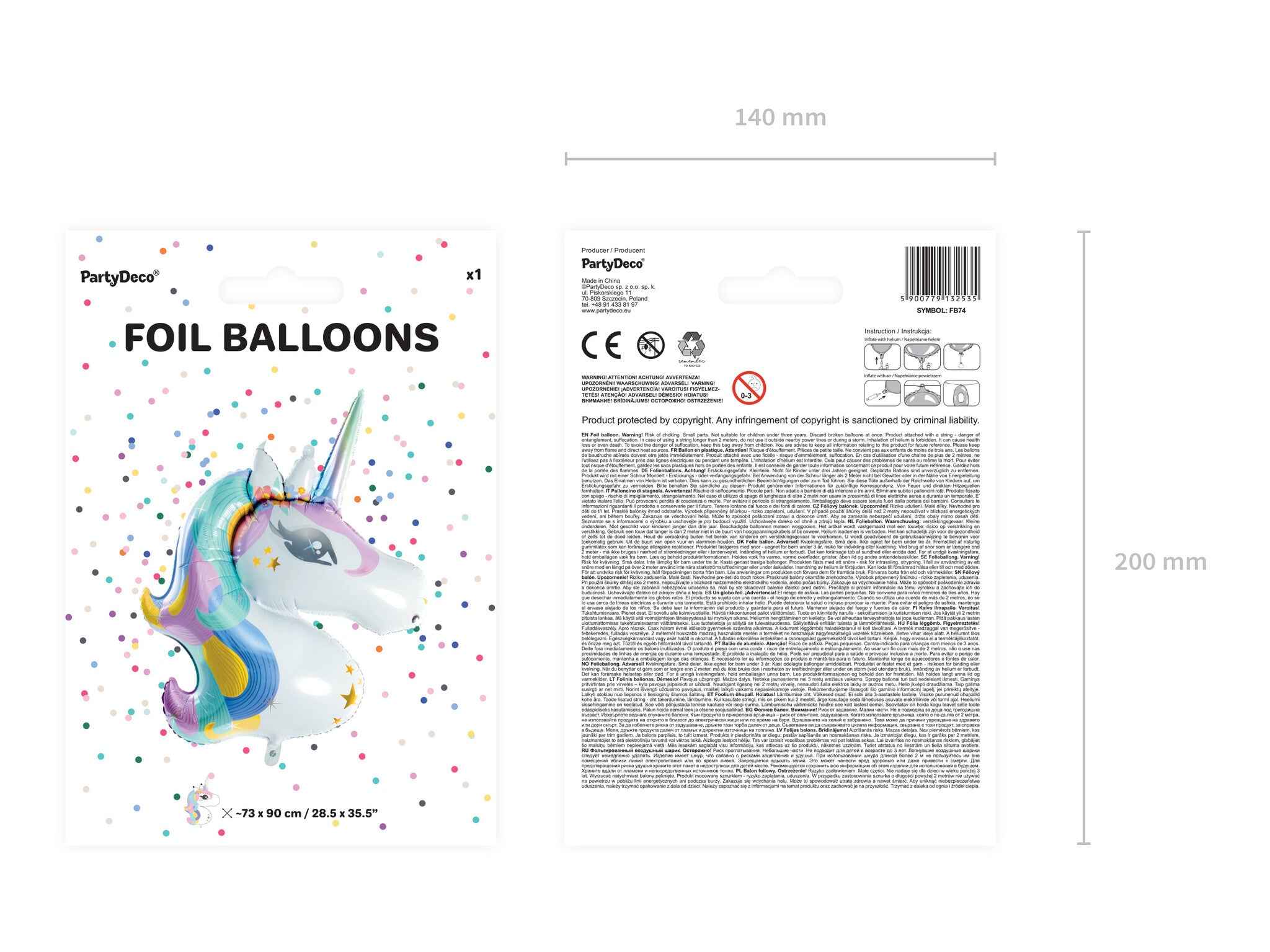 Party Deco Folieballon - Unicorn