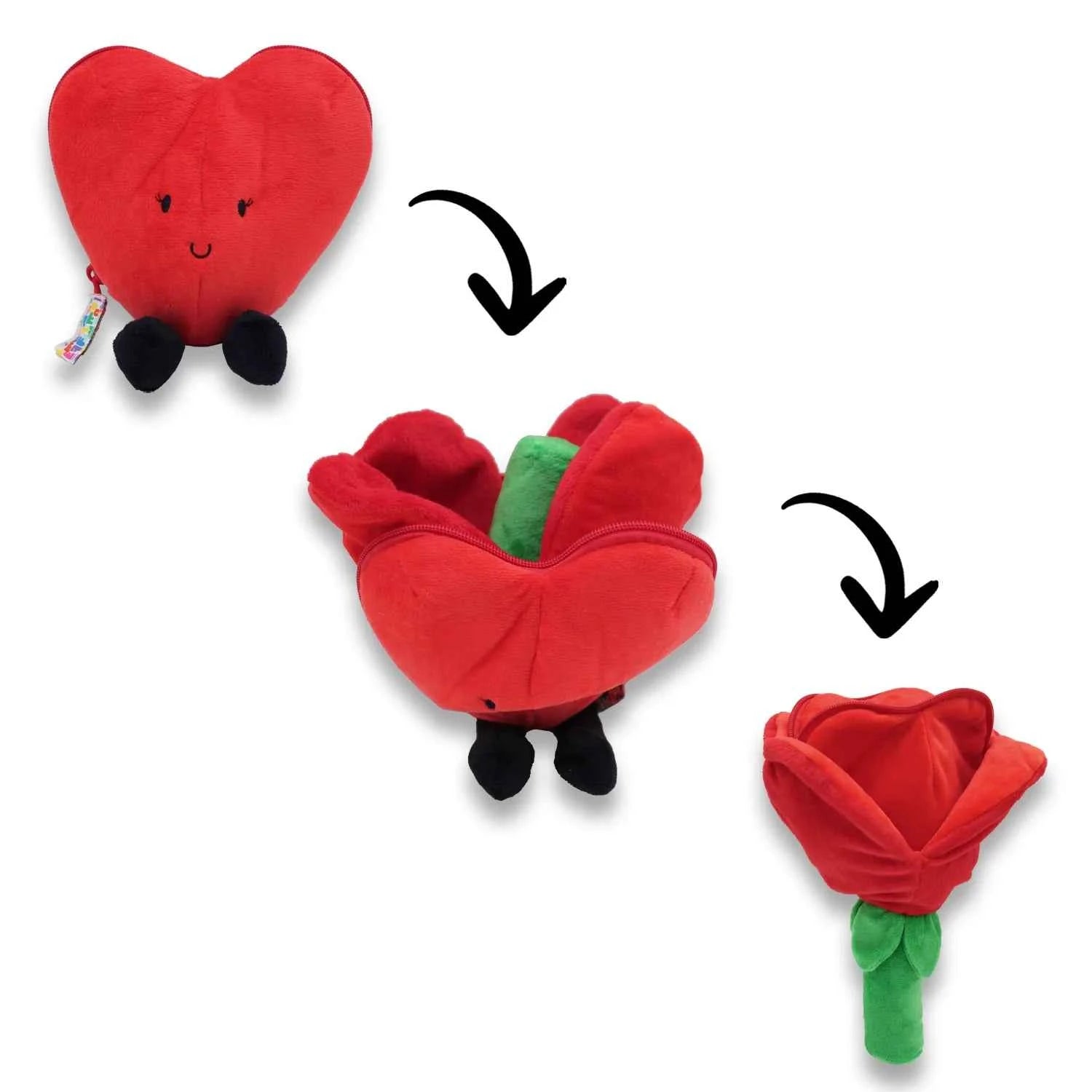 Les DÃ©glingos | Flipetz - Pluche Knuffel Rood Hart/Bloem