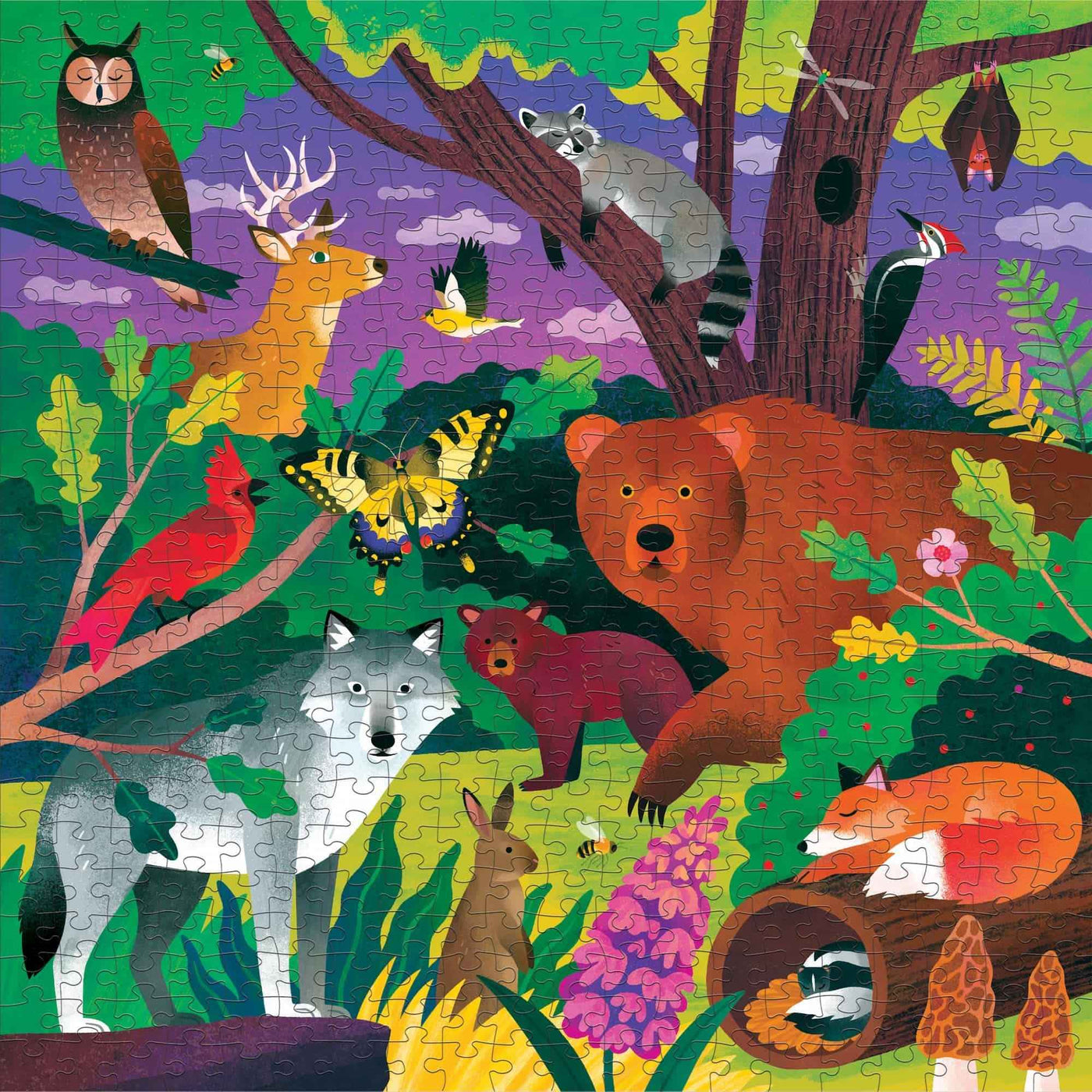 Mudpuppy | Glow-In-the-Dark puzzel Fores Illuminated 500st