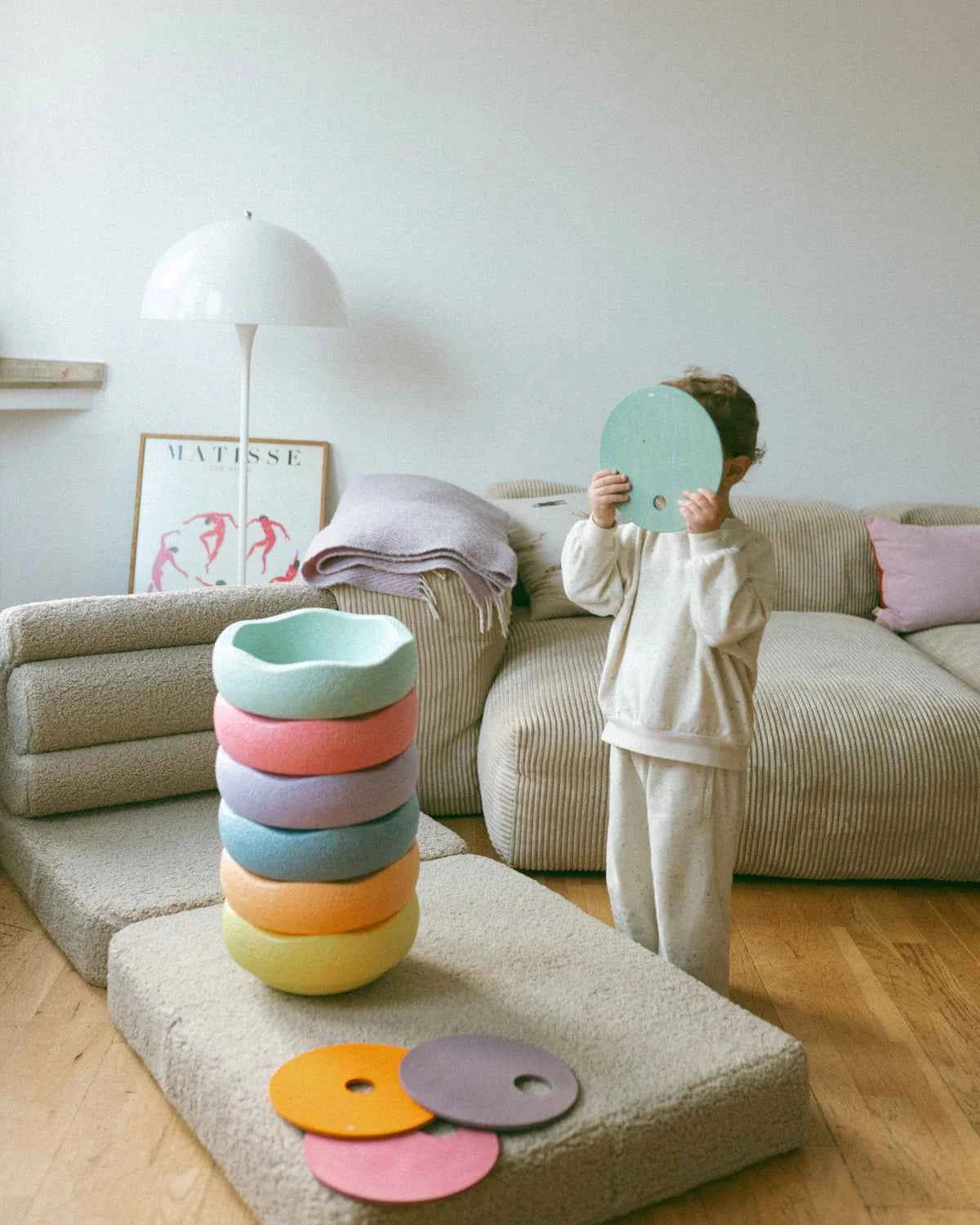 Stapelstein | Grimms x Stapelstein Set Rolling Discs Cool Pastel