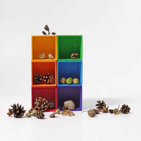 Grimm's 6 sorting trays in rainbow colors