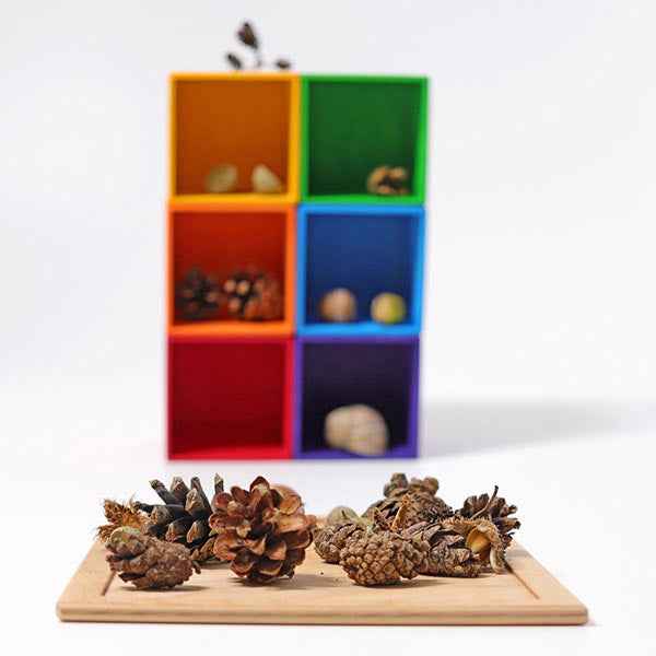 Grimm's 6 sorting trays in rainbow colors