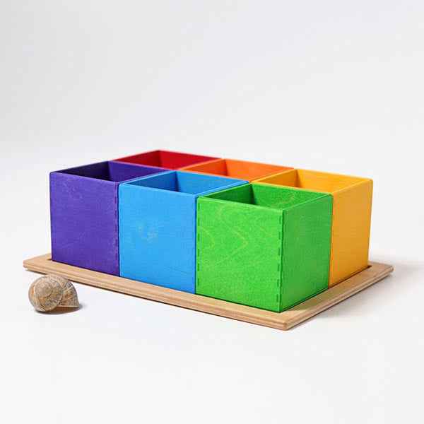 Grimm's 6 sorting trays in rainbow colors