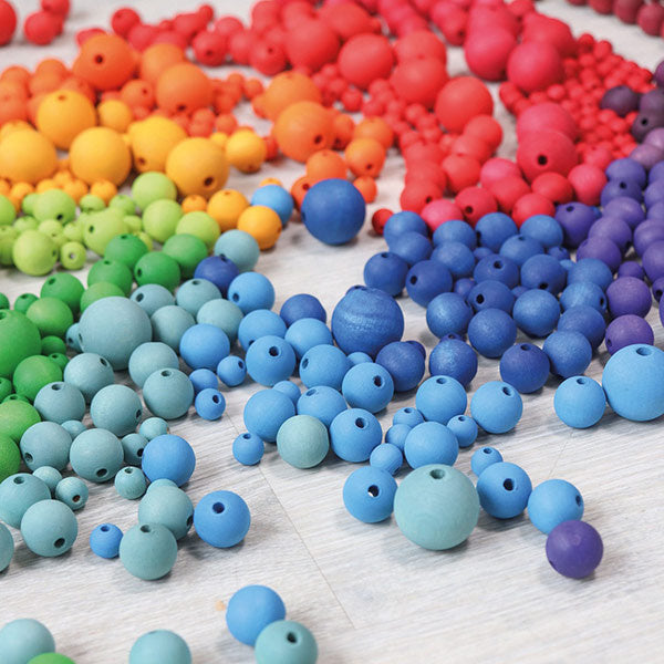 Grimm's | 60 houten kralen regenboog