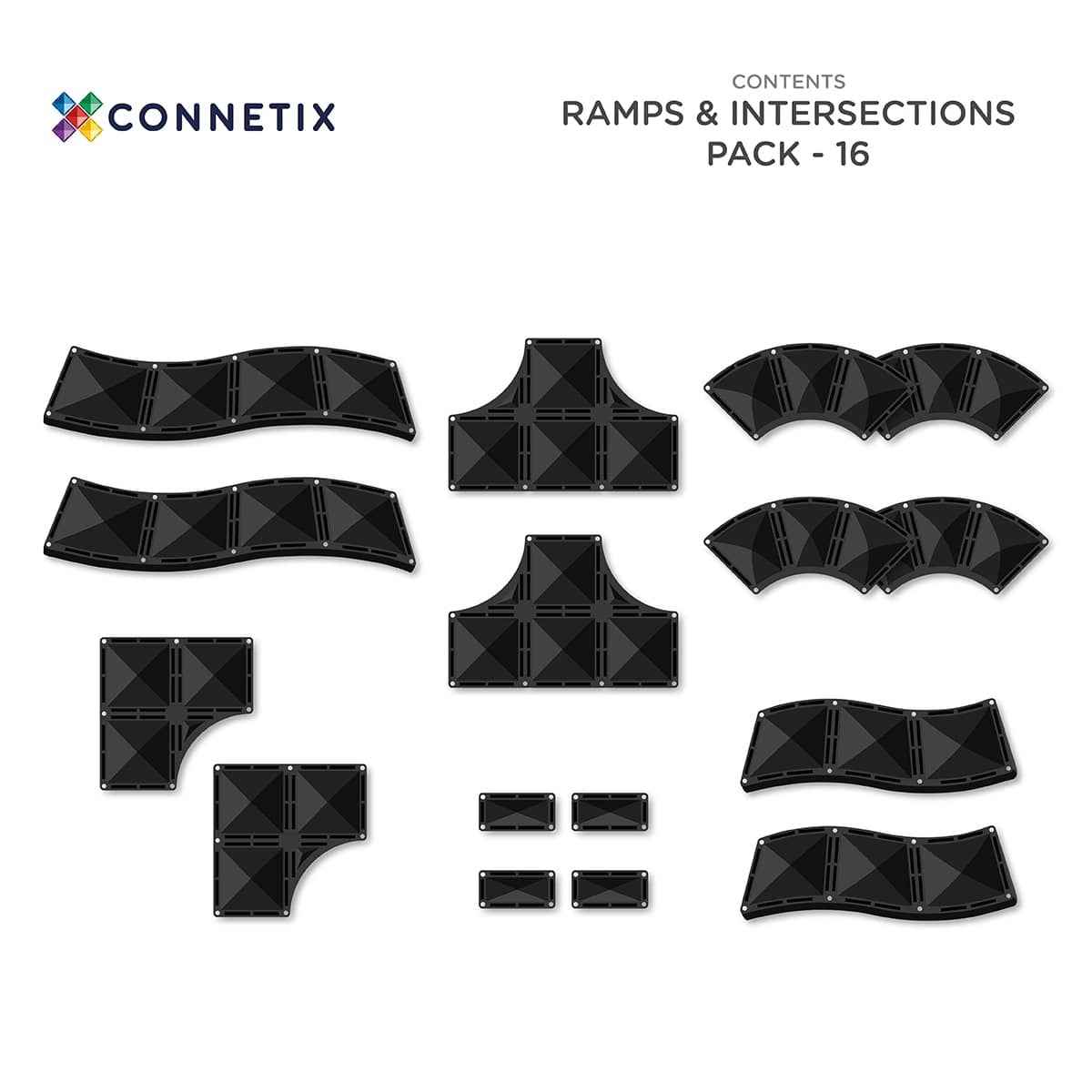 Connetix | Roads Ramp & Intersections Pack, 16 pieces