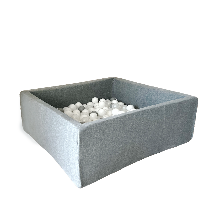 Moje | Vierkant Ballenbad Soft Velvet - Grey 106x106x40 cm + Ballen