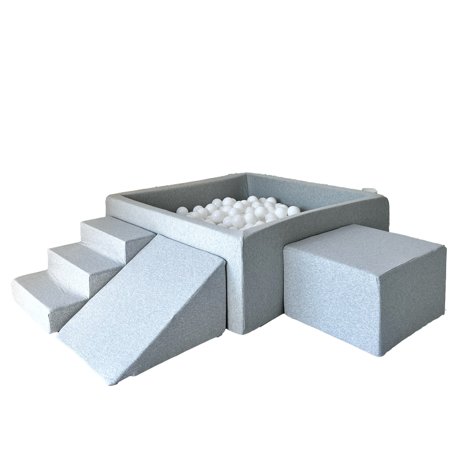 Moje | 3 Elementen + Ballenbad - Cotton Light Grey 106x106x40 cm + 400 Ballen