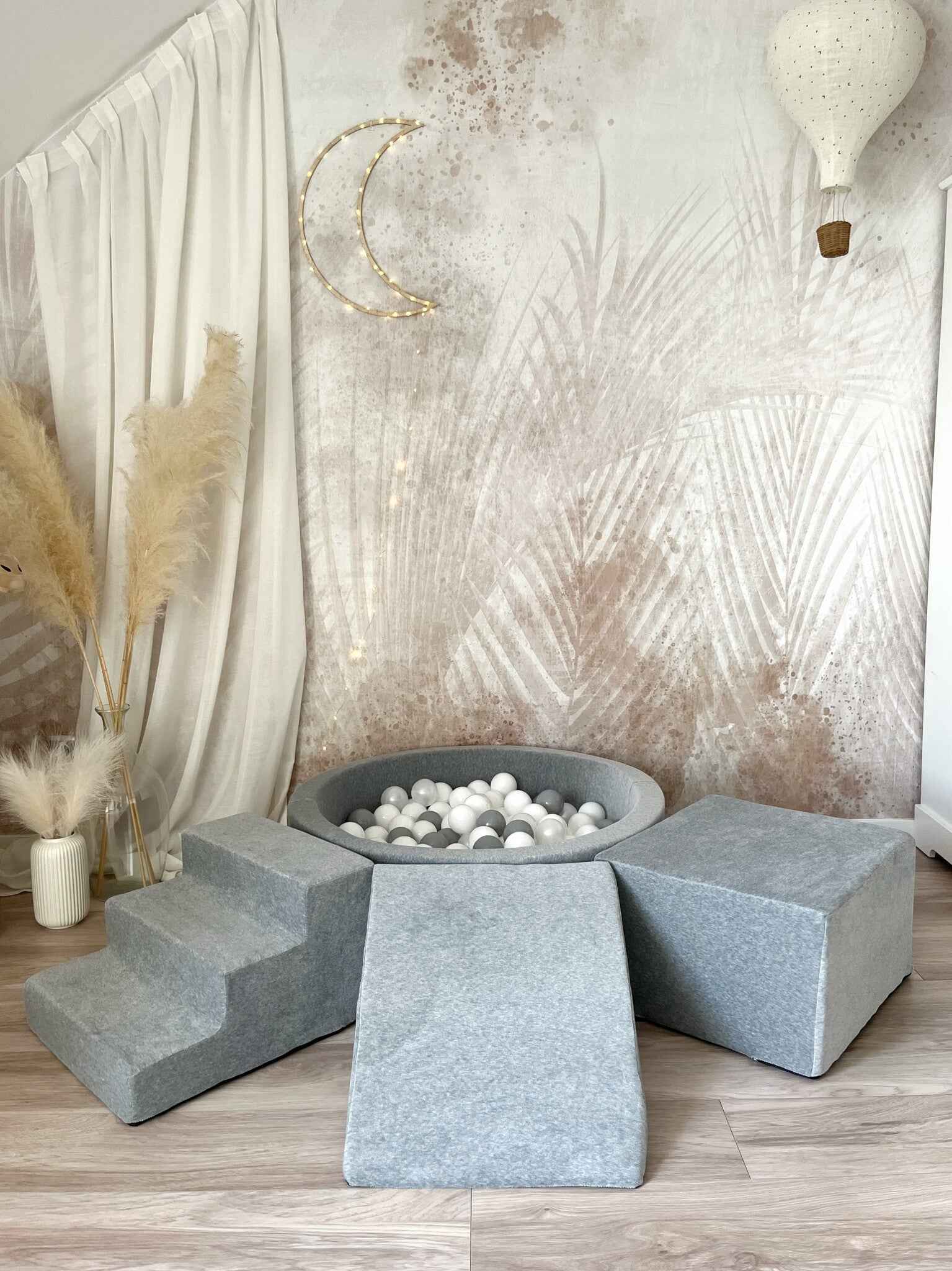 Moje | 3 Elementen + Ballenbad - Soft Velvet Grey 90x30 cm + 200 Ballen