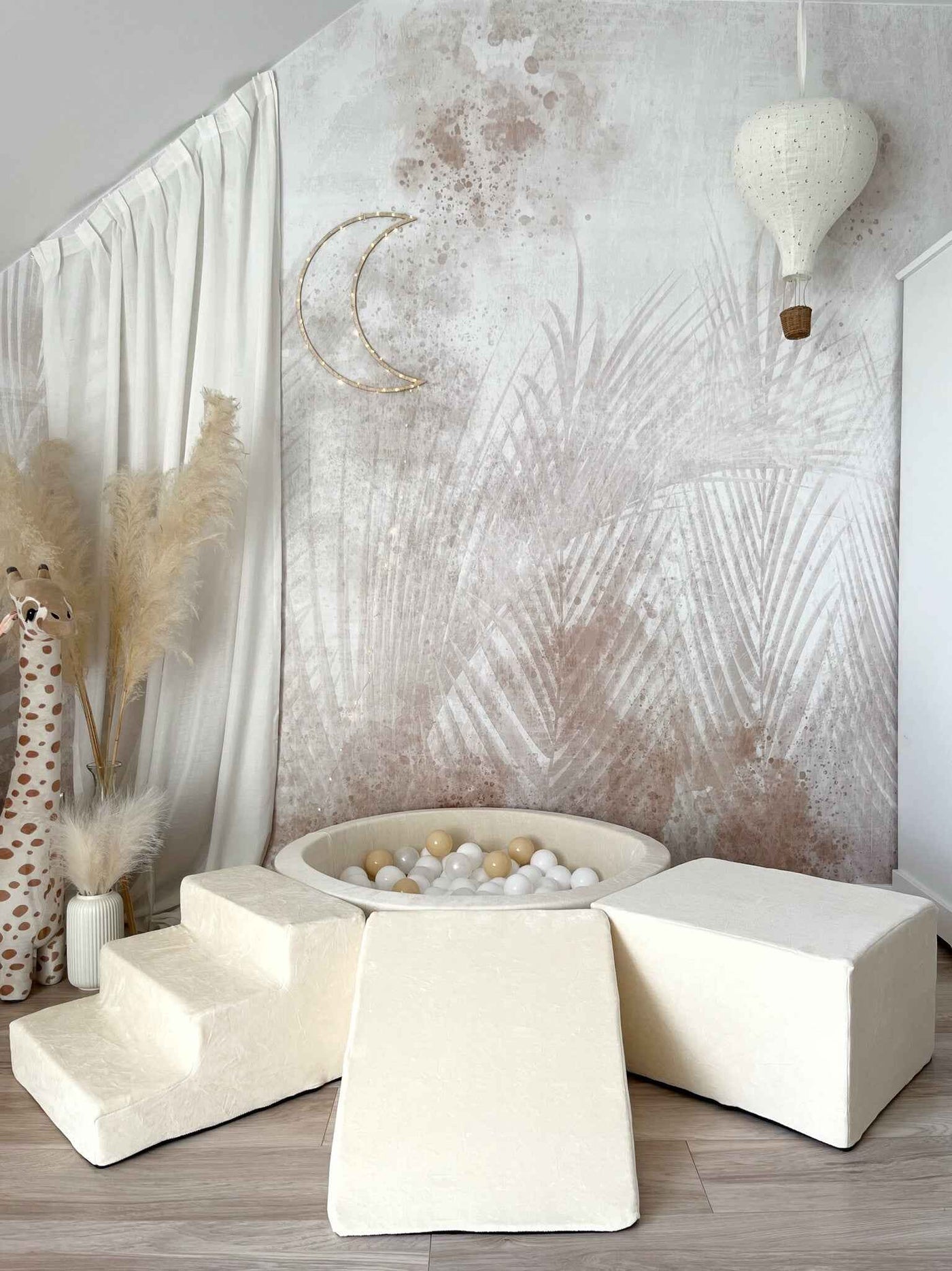 Moje | 3 Elementen + Ballenbad - Soft Velvet Ecru 90x30 cm + 200 Ballen