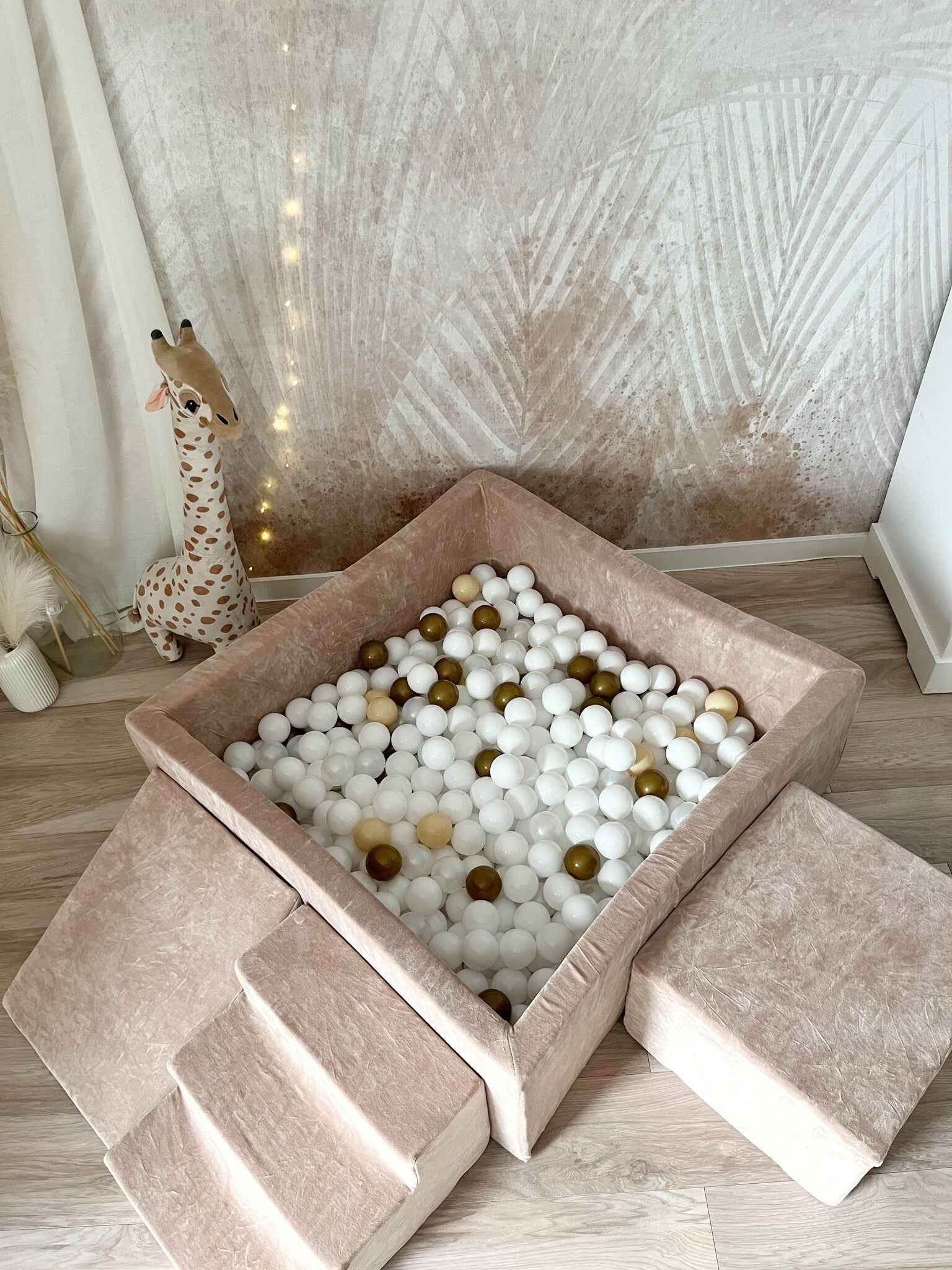 Moje | 3 Elementen + Ballenbad - Soft Velvet Dark Beige 106x106x40 cm + 400 Ballen