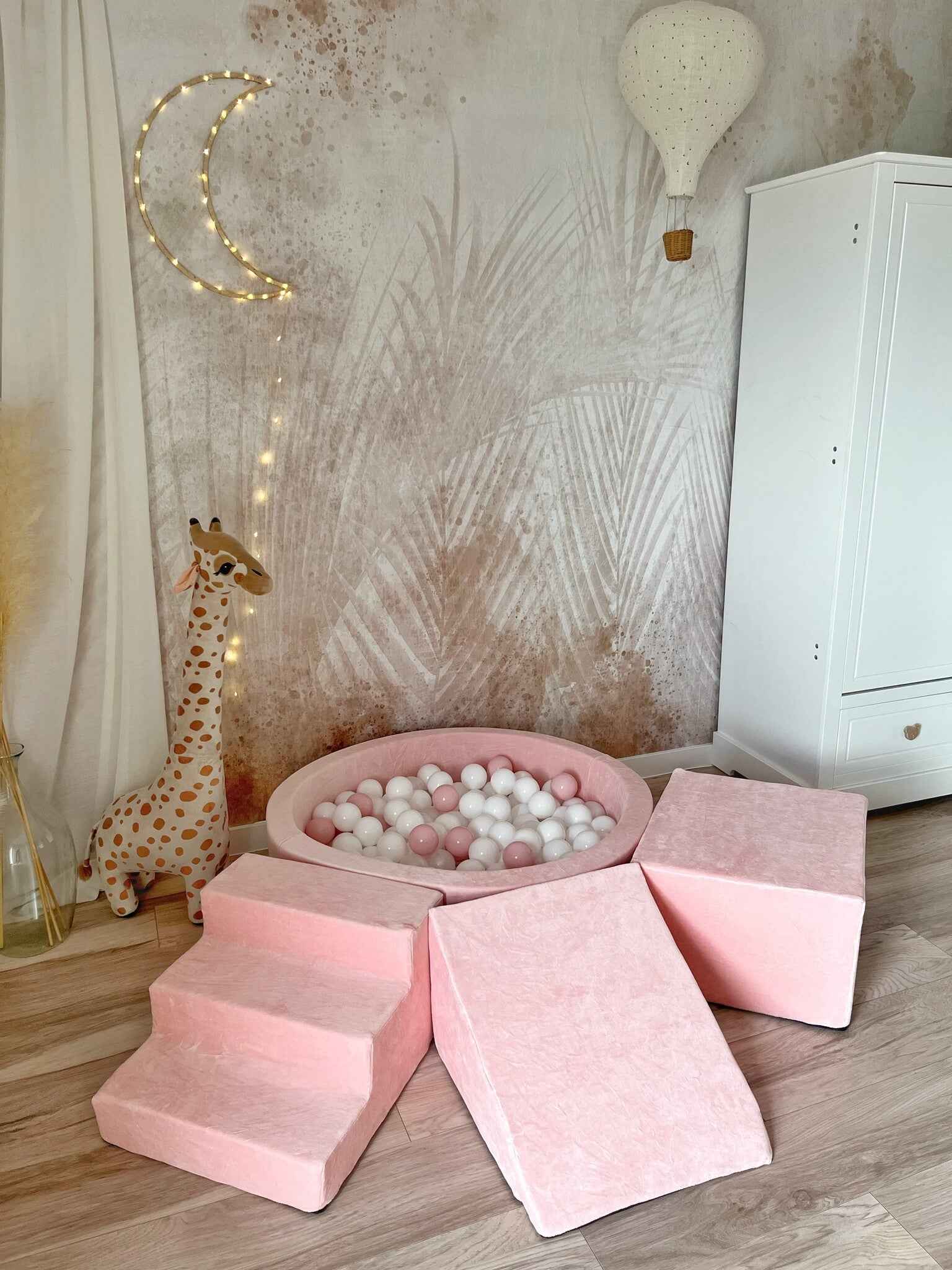 Moje | 3 Elementen + Ballenbad - Soft Velvet Light Pink 90x30 cm + 200 Ballen