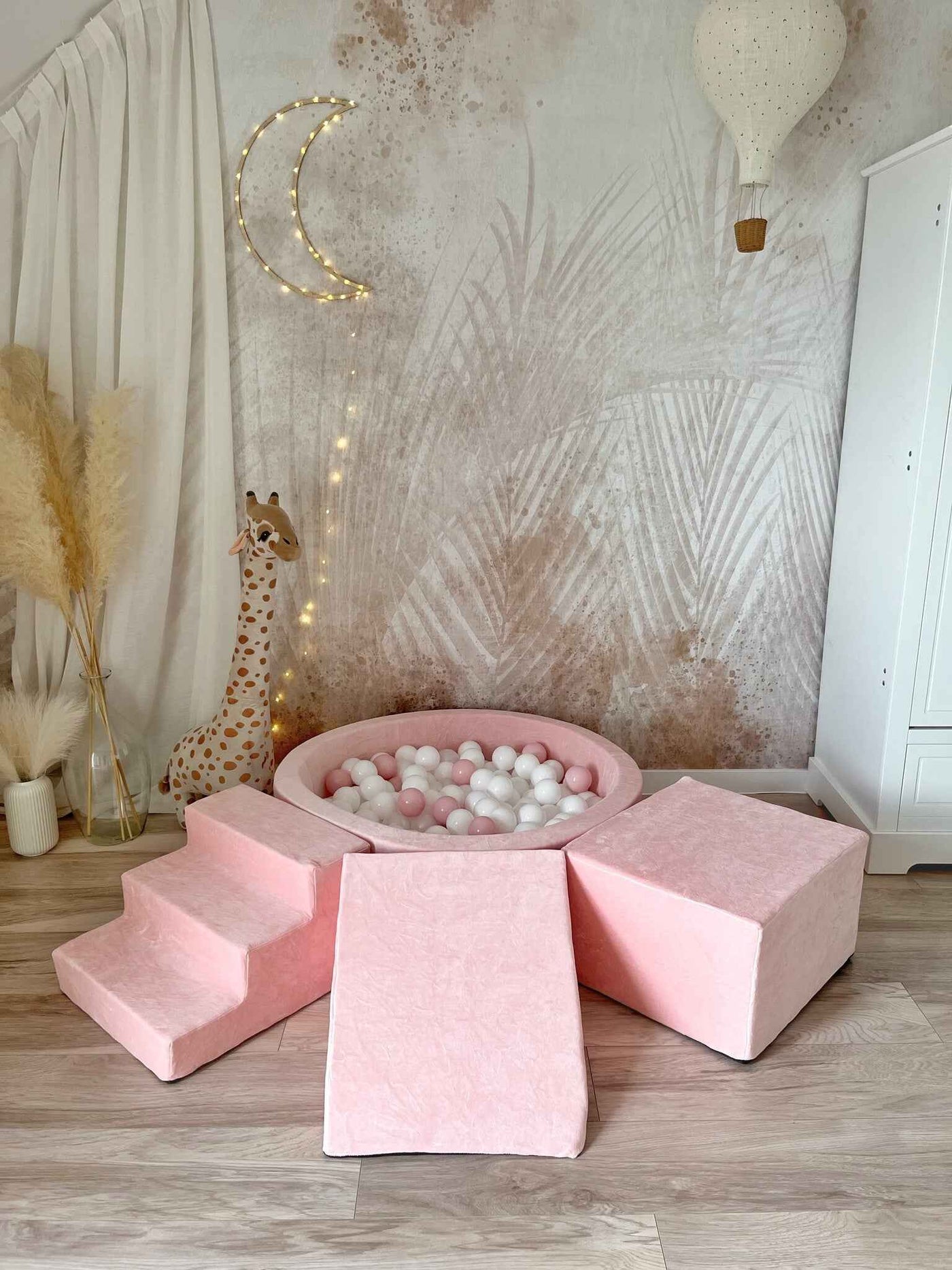 Moje | 3 Elementen + Ballenbad - Soft Velvet Light Pink 90x30 cm + 200 Ballen