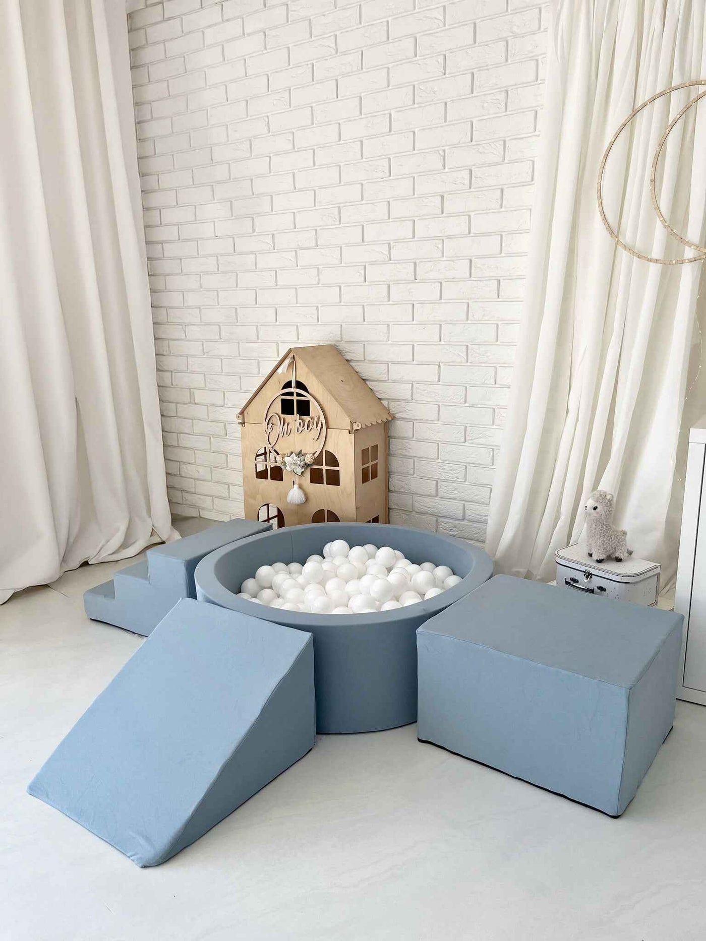 Moje | 3 Elementen + Ballenbad - Cotton Blue 90x30 cm + 200 Ballen