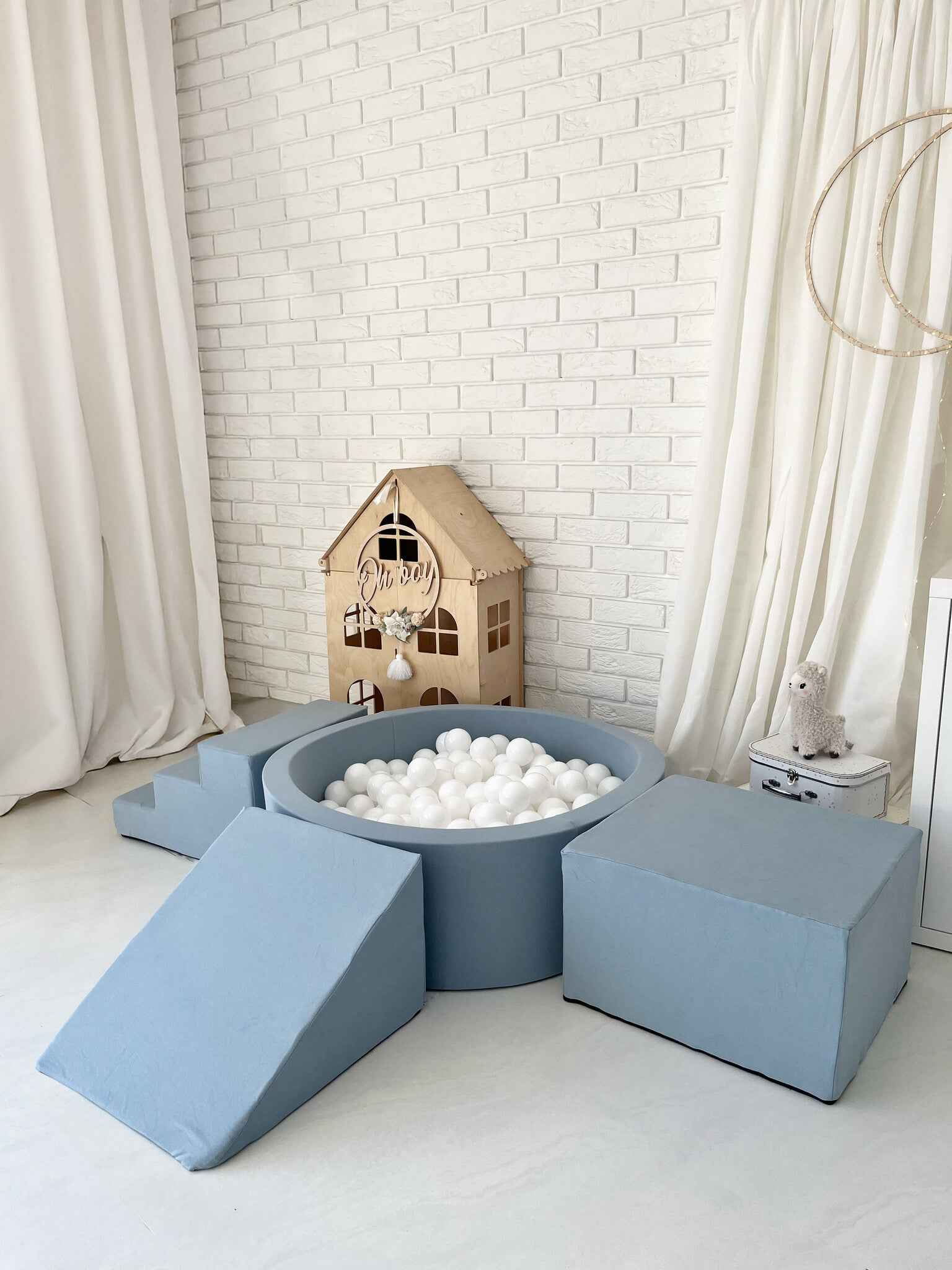 Moje | 3 Elementen + Ballenbad - Cotton Blue 90x30 cm + 200 Ballen