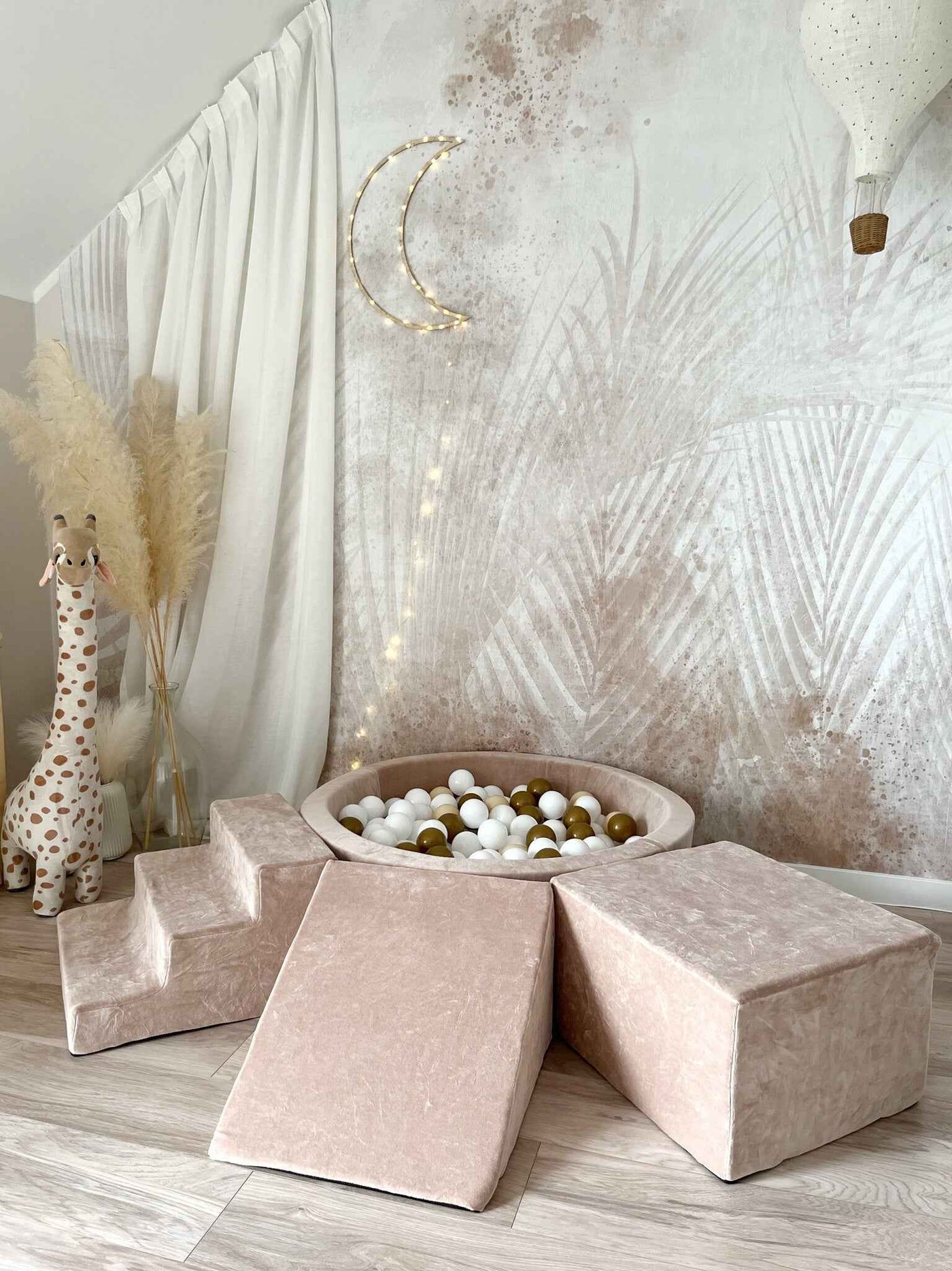 Moje | 3 Elementen + Ballenbad - Soft Velvet Dark Beige 90x30 cm + 200 Ballen