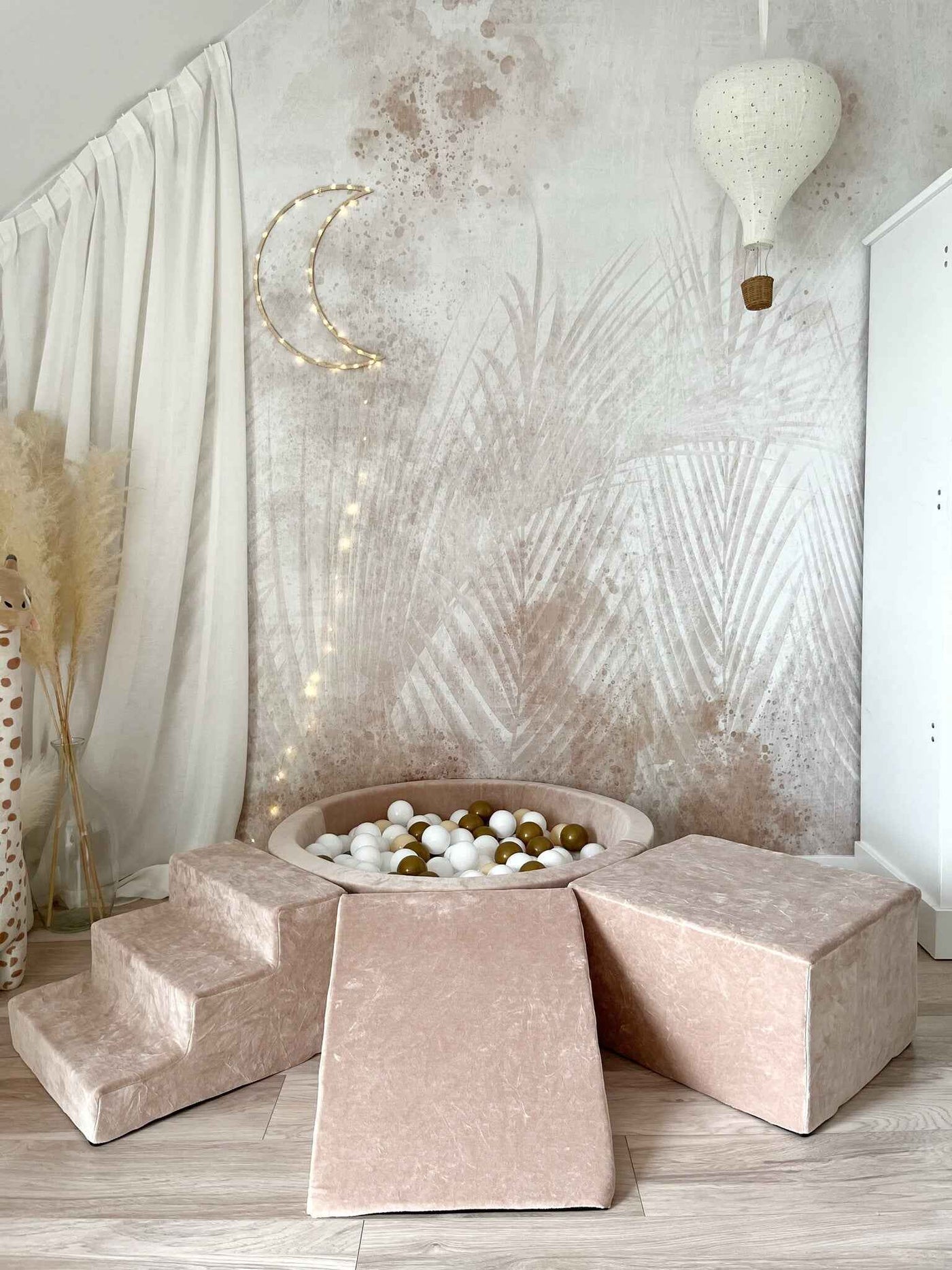 Moje | 3 Elementen + Ballenbad - Soft Velvet Dark Beige 90x30 cm + 200 Ballen
