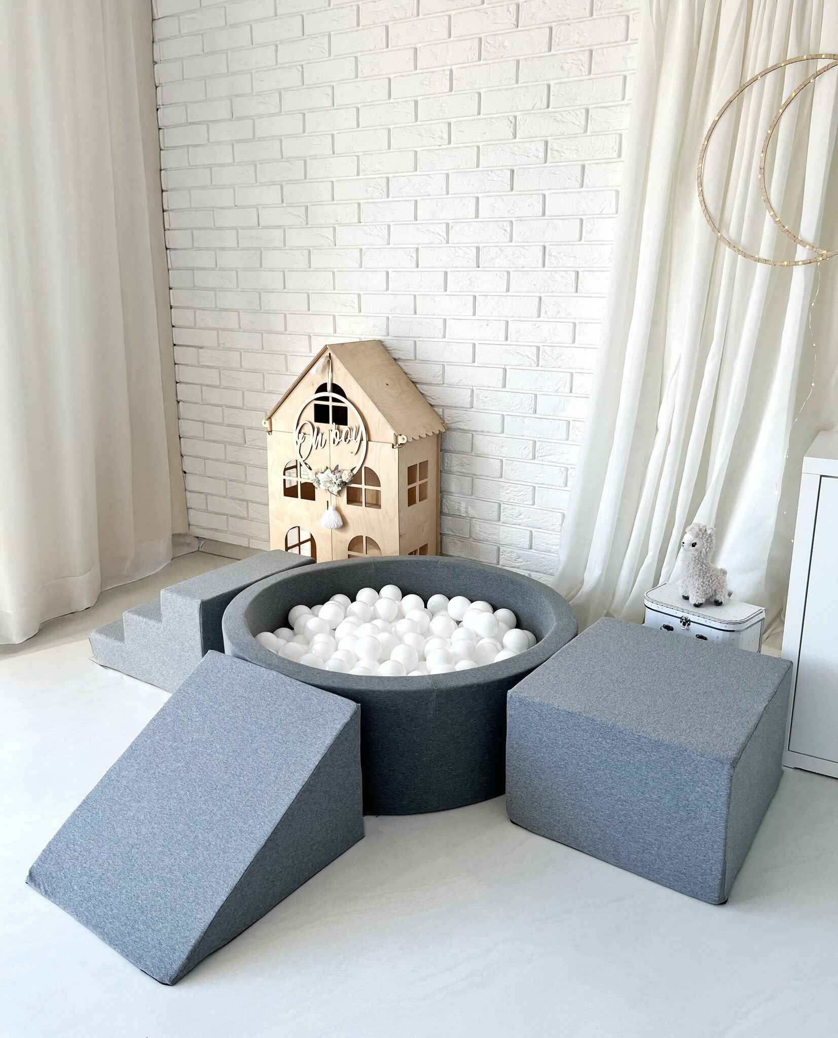 Moje | 3 Elementen + Ballenbad  Cotton Grey 90x30 cm + 200 Ballen -