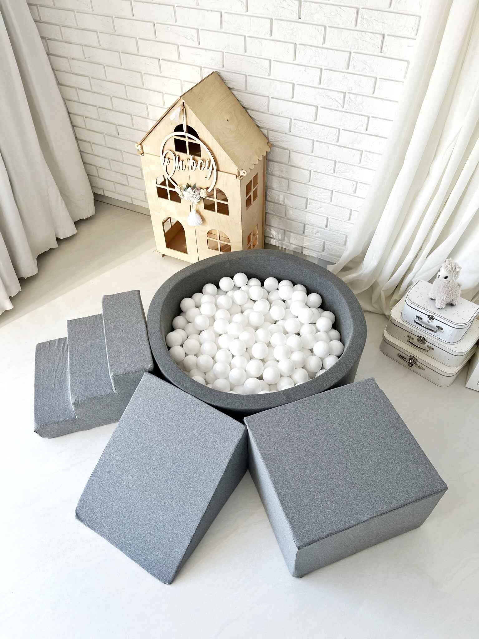 Moje | 3 Elementen + Ballenbad  Cotton Grey 90x30 cm + 200 Ballen -