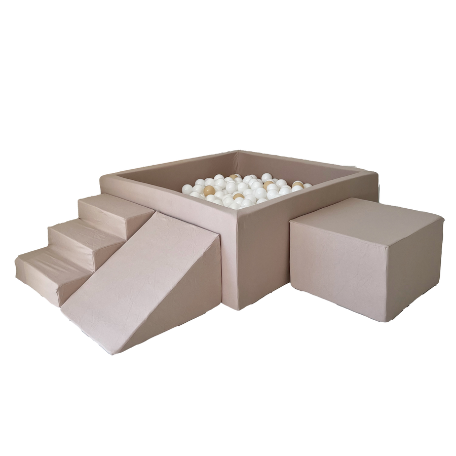 Moje | 3 Elementen + Ballenbad - Cotton Beige 106x106x40 cm + 400 Ballen