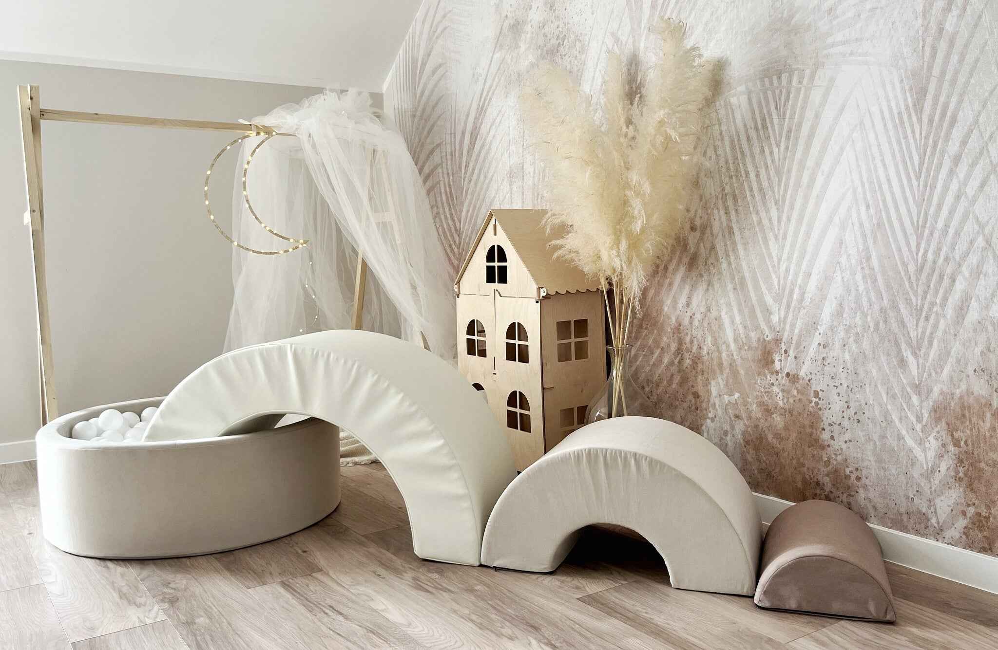 Moje | Regenboog Speelset + Ballenbad  - Beige 90x30 cm + 200 Ballen