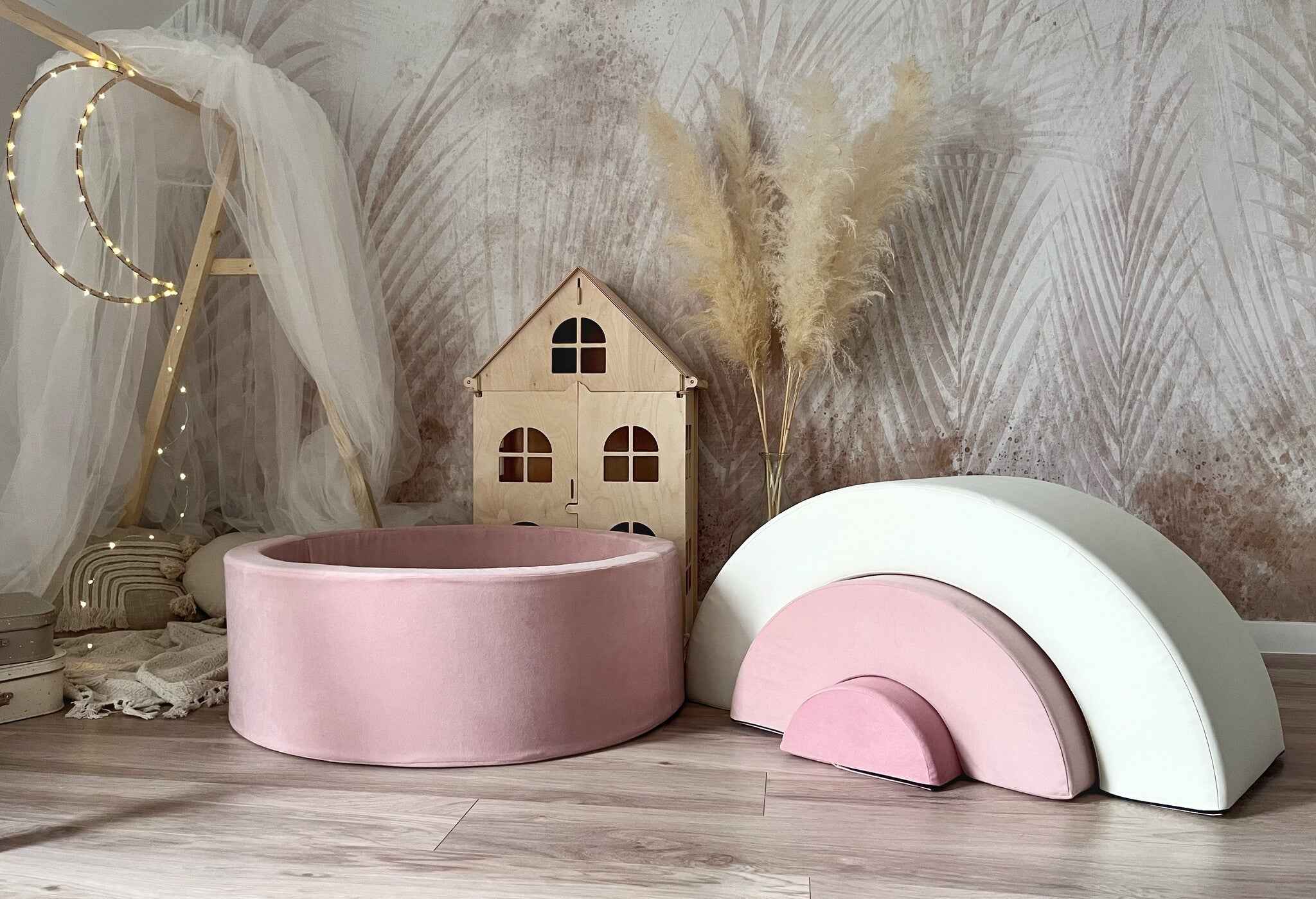 Moje | Rainbow Play Set + Ball Pit - Pink 90x30 cm + 200 Balls